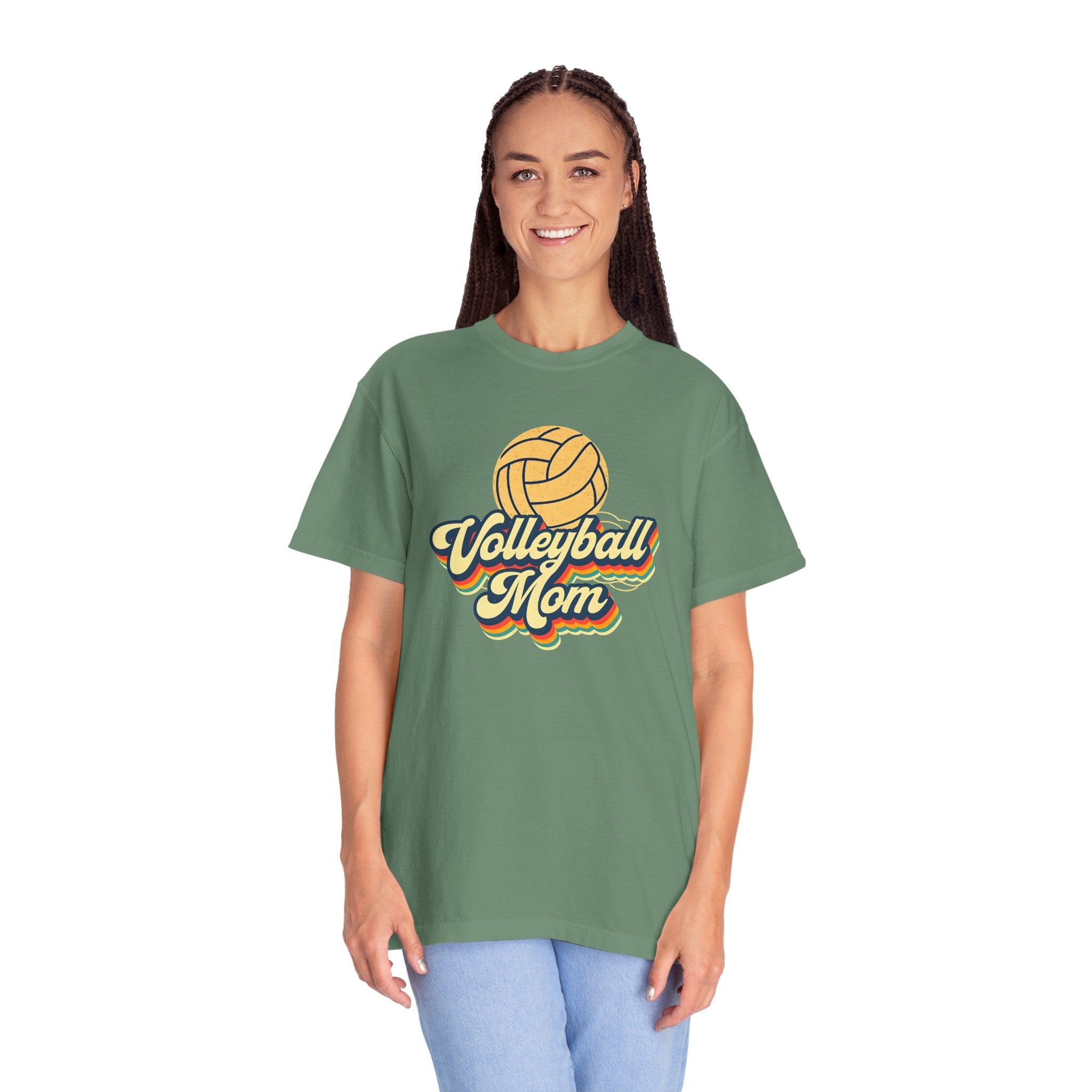 Volleyball Mom T-Shirt, Unisex Garment-Dyed Tee for Sports Lovers, Great for Gifts, Casual Wear, Volleyball Events, Mother’s Day