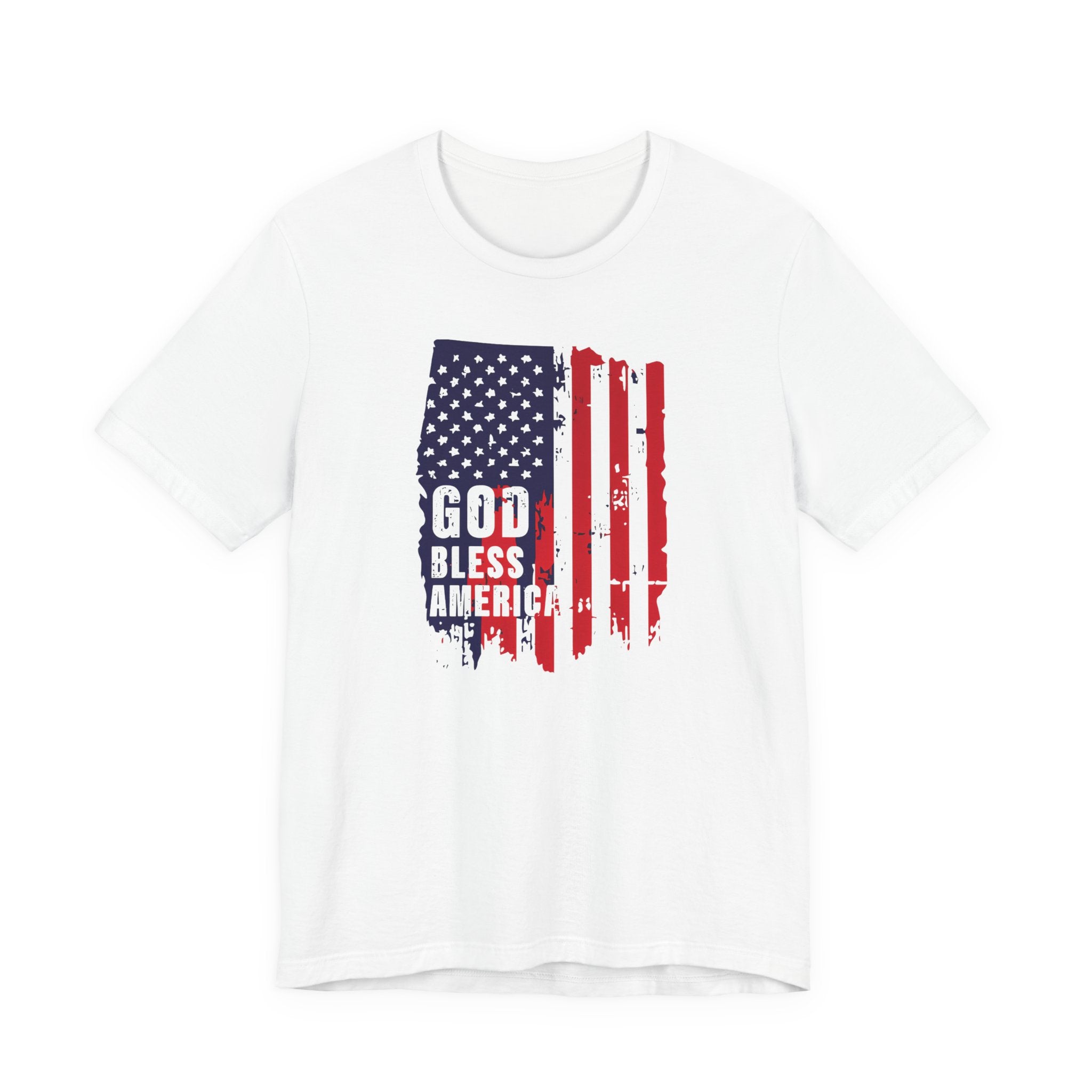 God Bless America Flag T-Shirt — Distressed Patriotic Tee for 4th of July