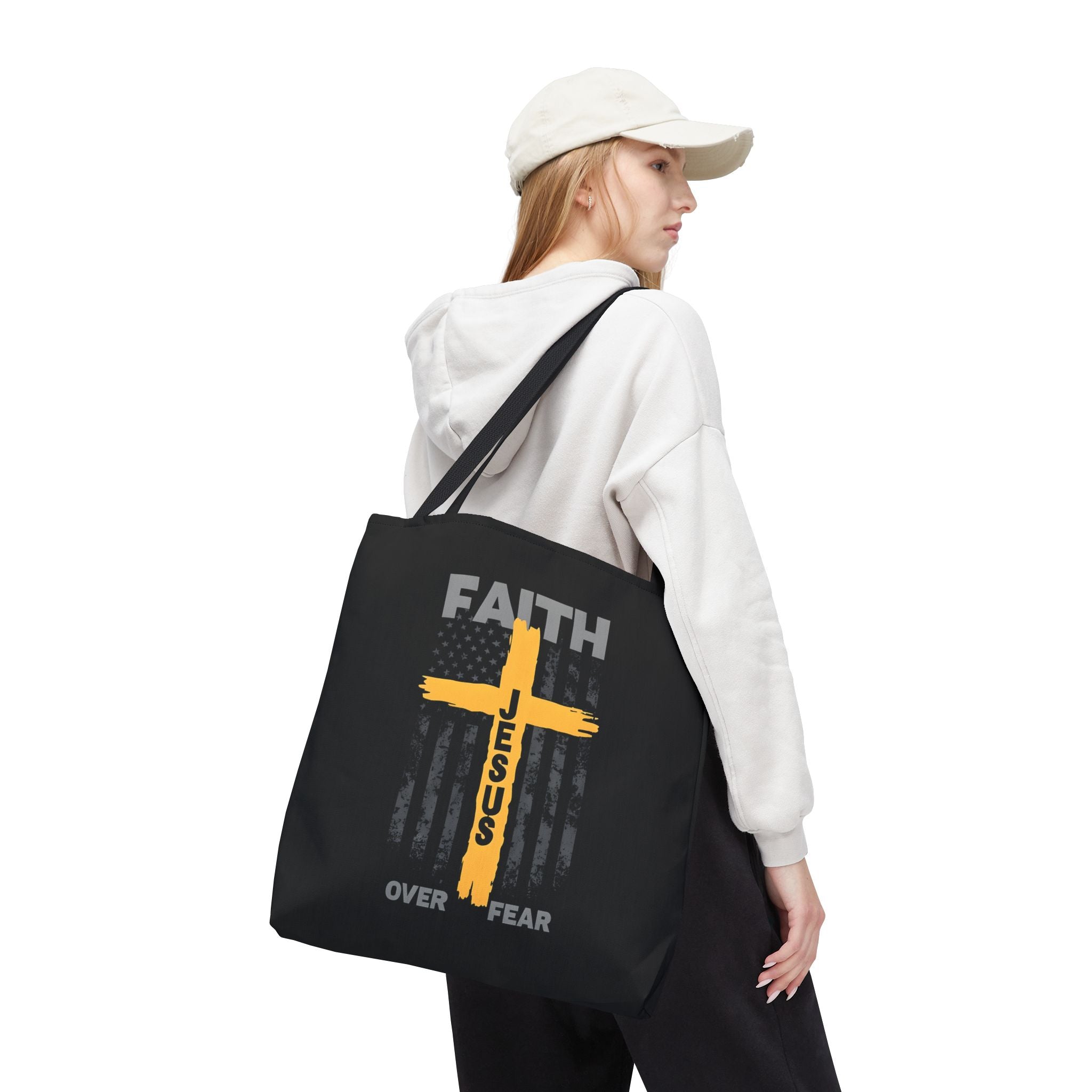 Faith Over Fear Tote Bag, Inspirational Bag, Bible Quote Tote, Christian Gift, Church Accessory, Motivational Bag