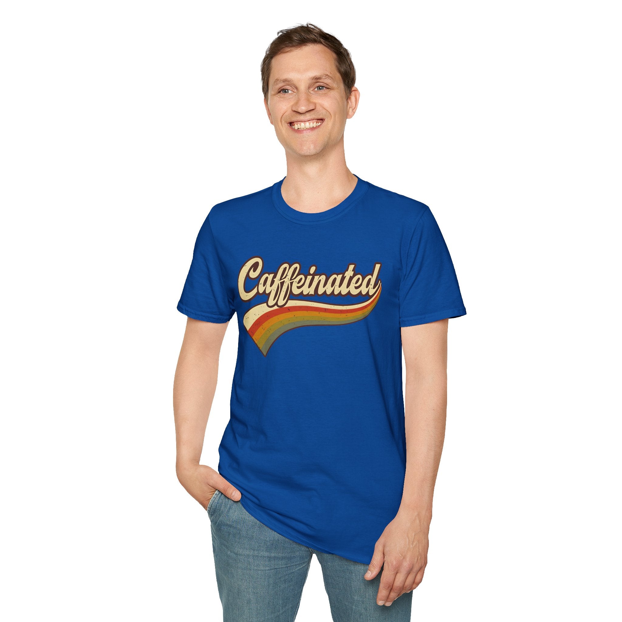 Caffeinated Retro Unisex Softstyle T-Shirt