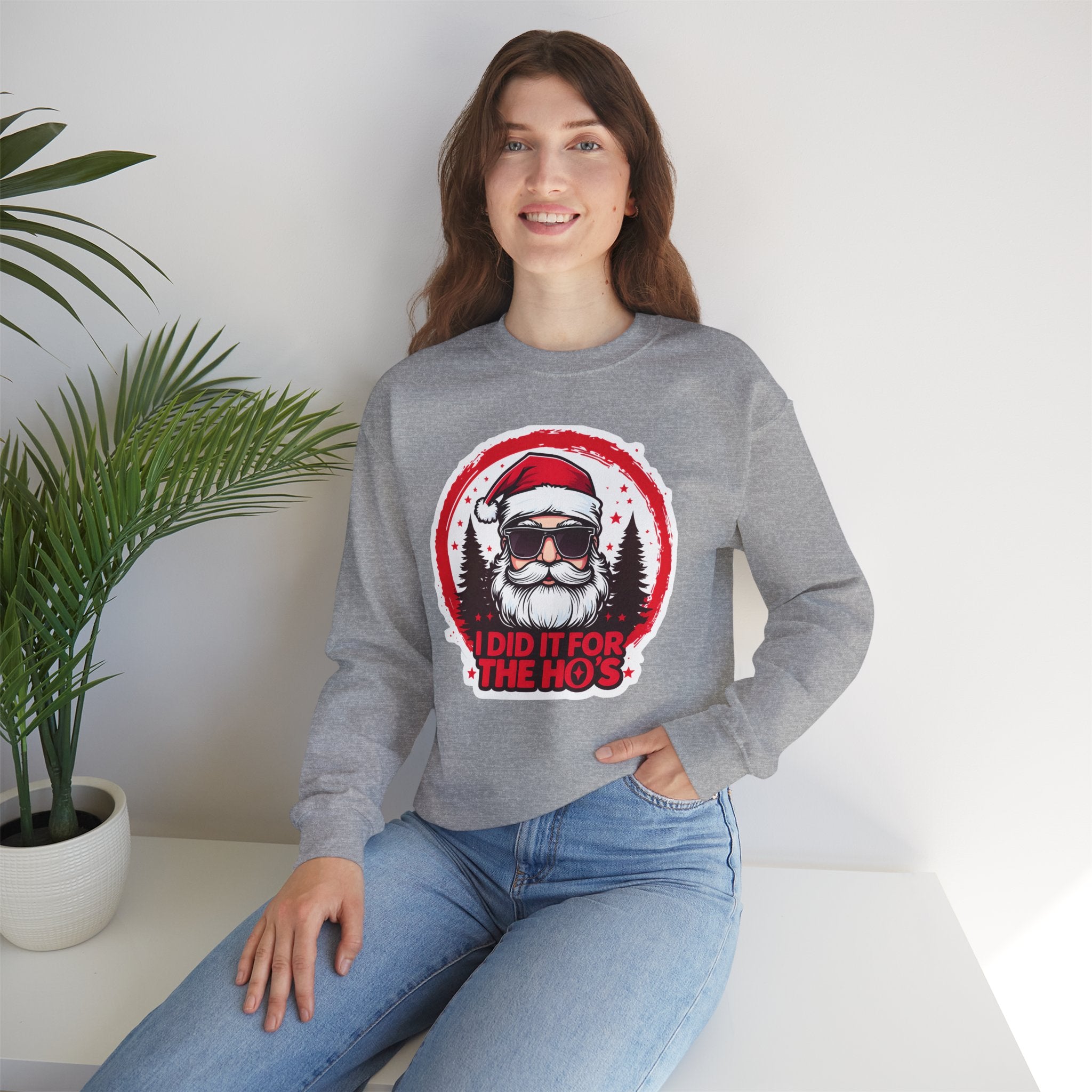 Funny Christmas Sweatshirt, Santa Graphic Crewneck, Holiday Gift for Him/Her, Festive Apparel for Parties, Winter Wear