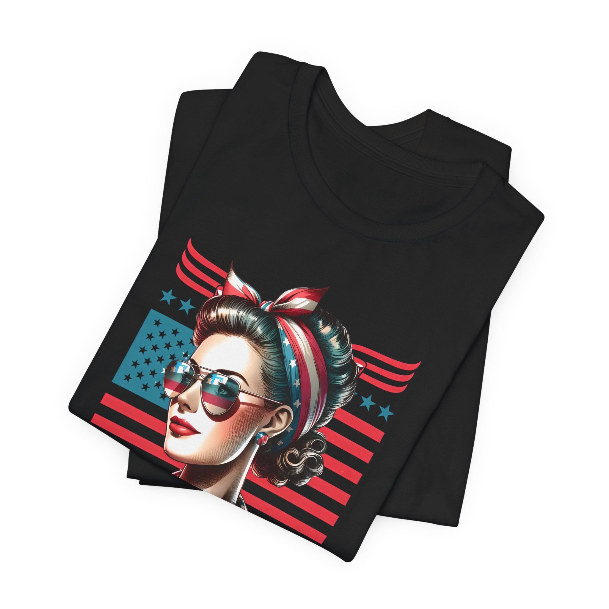American Mom T-Shirt — Retro Rosie Patriotic Tee
