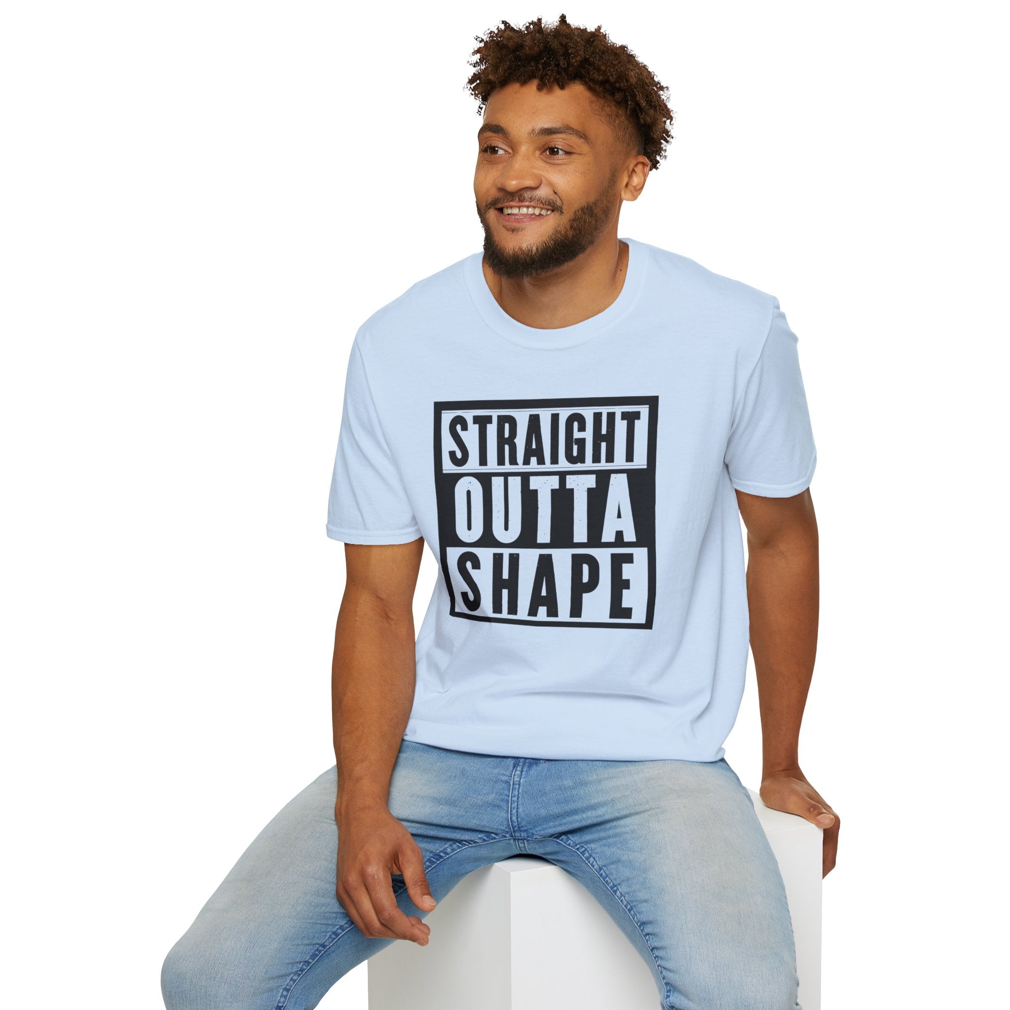 Straight Outta Shape Unisex Softstyle T-Shirt - Funny Workout Tee, Gift for Gym Lovers, Fitness Humor, Casual Wear, Everyday T-Shirt