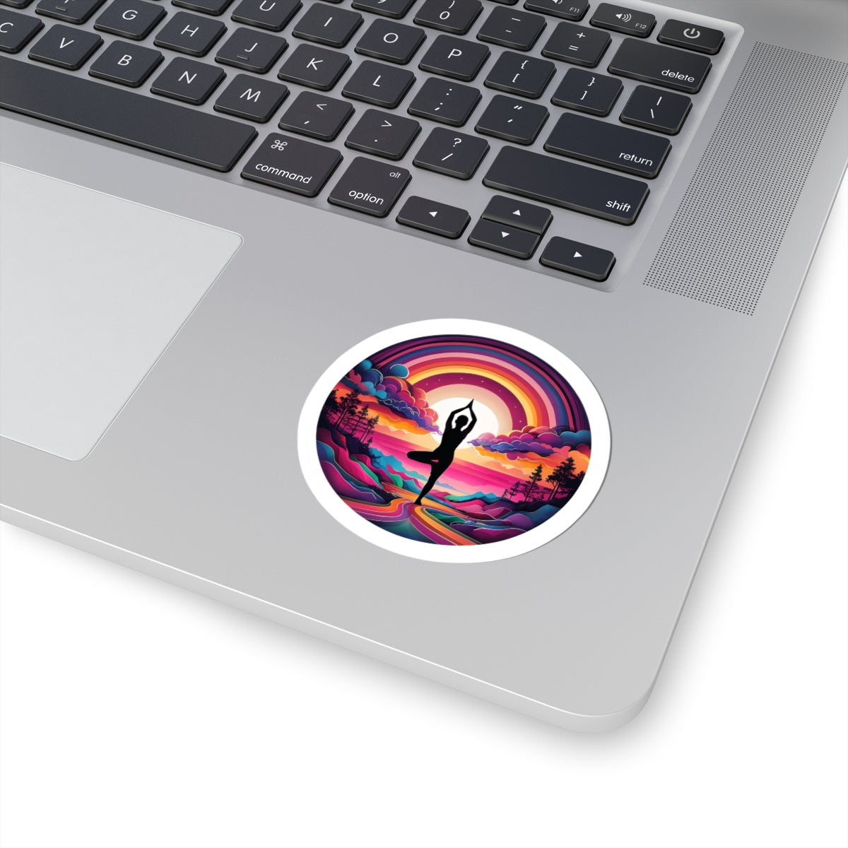 Yoga Sunset Kiss-Cut Stickers - Vibrant Nature Decals for Journals, Laptops, Water Bottles, Gifts, Relaxation Decor