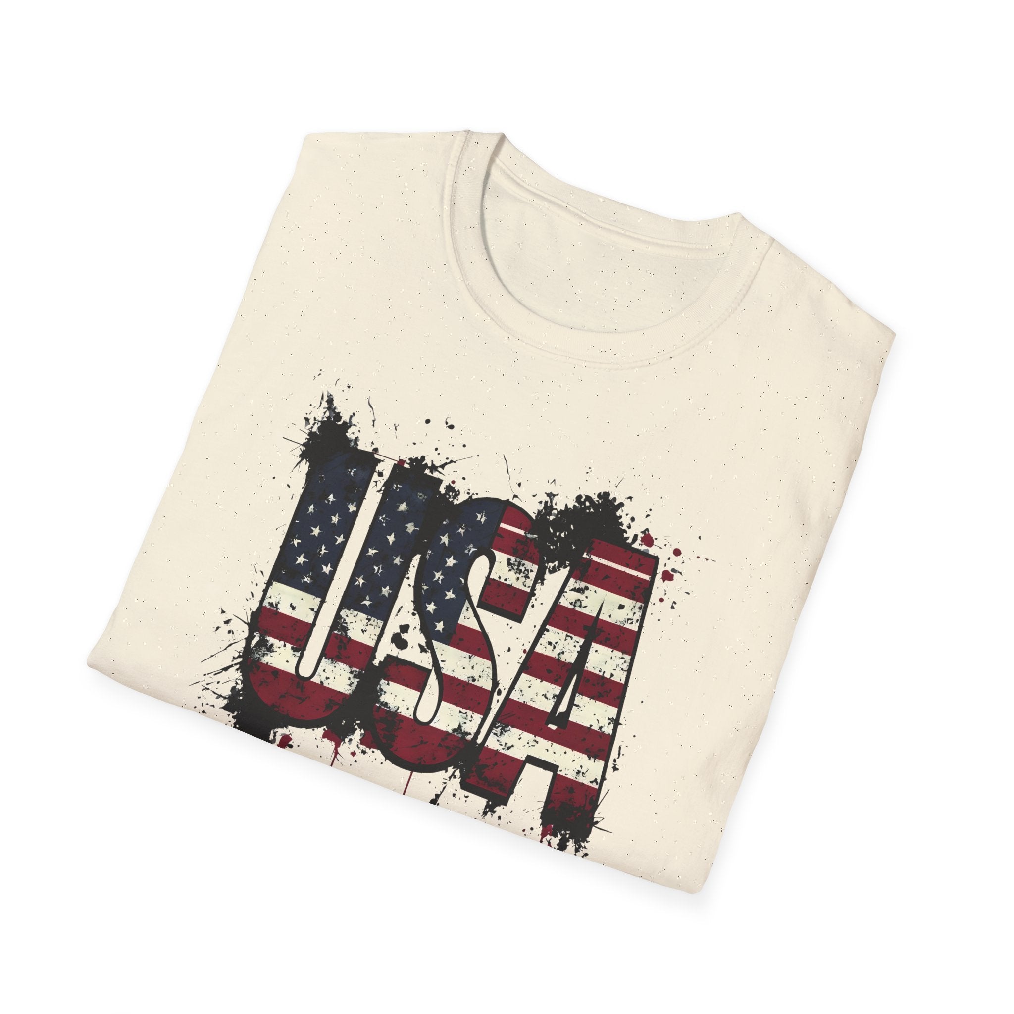 USA Flag Grunge T-Shirt — Distressed American Flag Graphic Tee for 4th of July