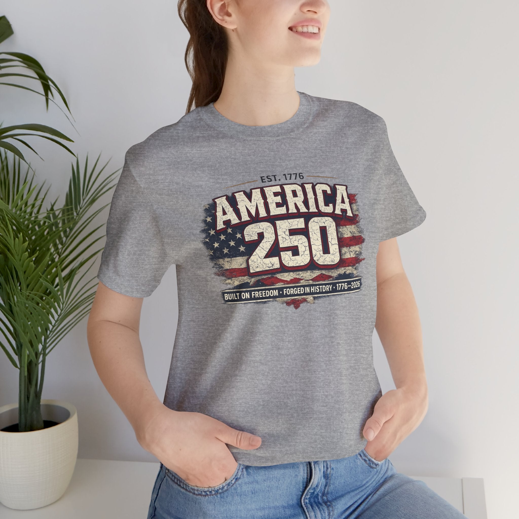 America 250 T-Shirt — Vintage Flag Patriotic 1776-2026 Anniversary Tee