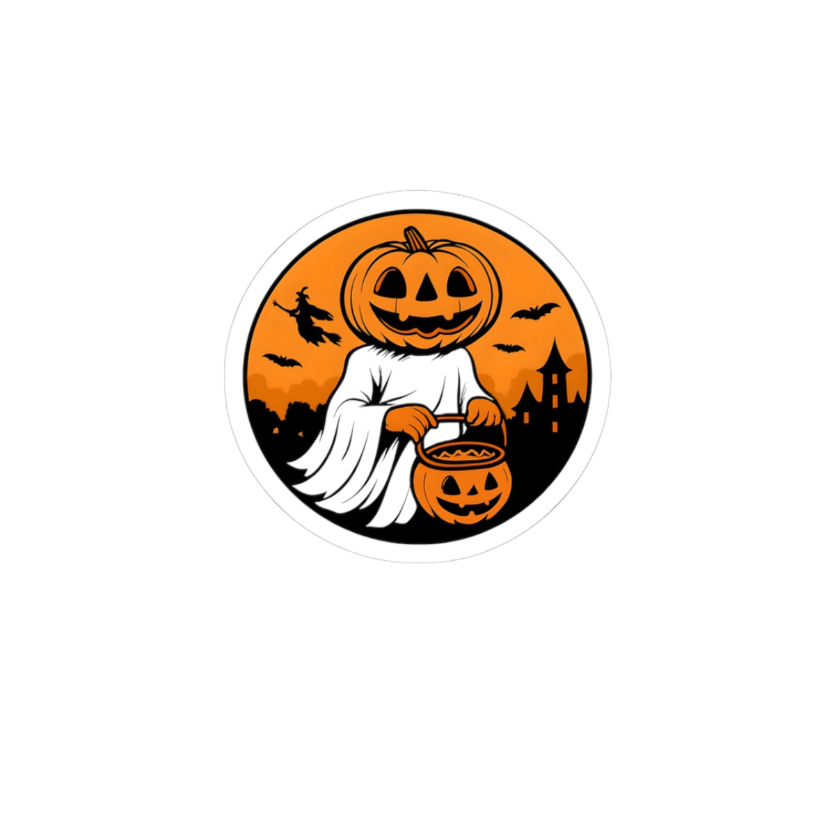 Halloween Ghost Pumpkin Kiss-Cut Stickers, Spooky Decor, Trick or Treat Supplies, Laptop Stickers, Fall Decor, Gift for Halloween Lovers