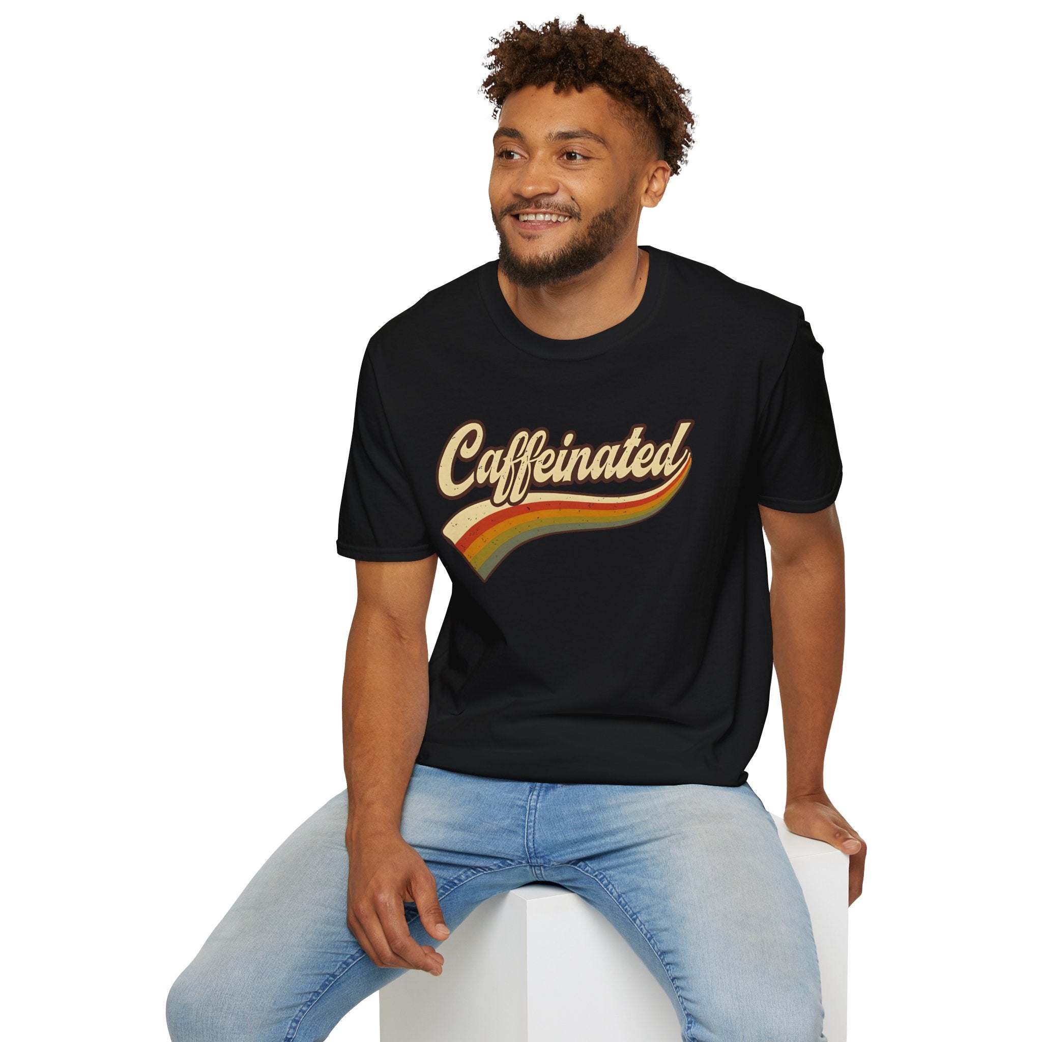 Caffeinated Retro Unisex Softstyle T-Shirt