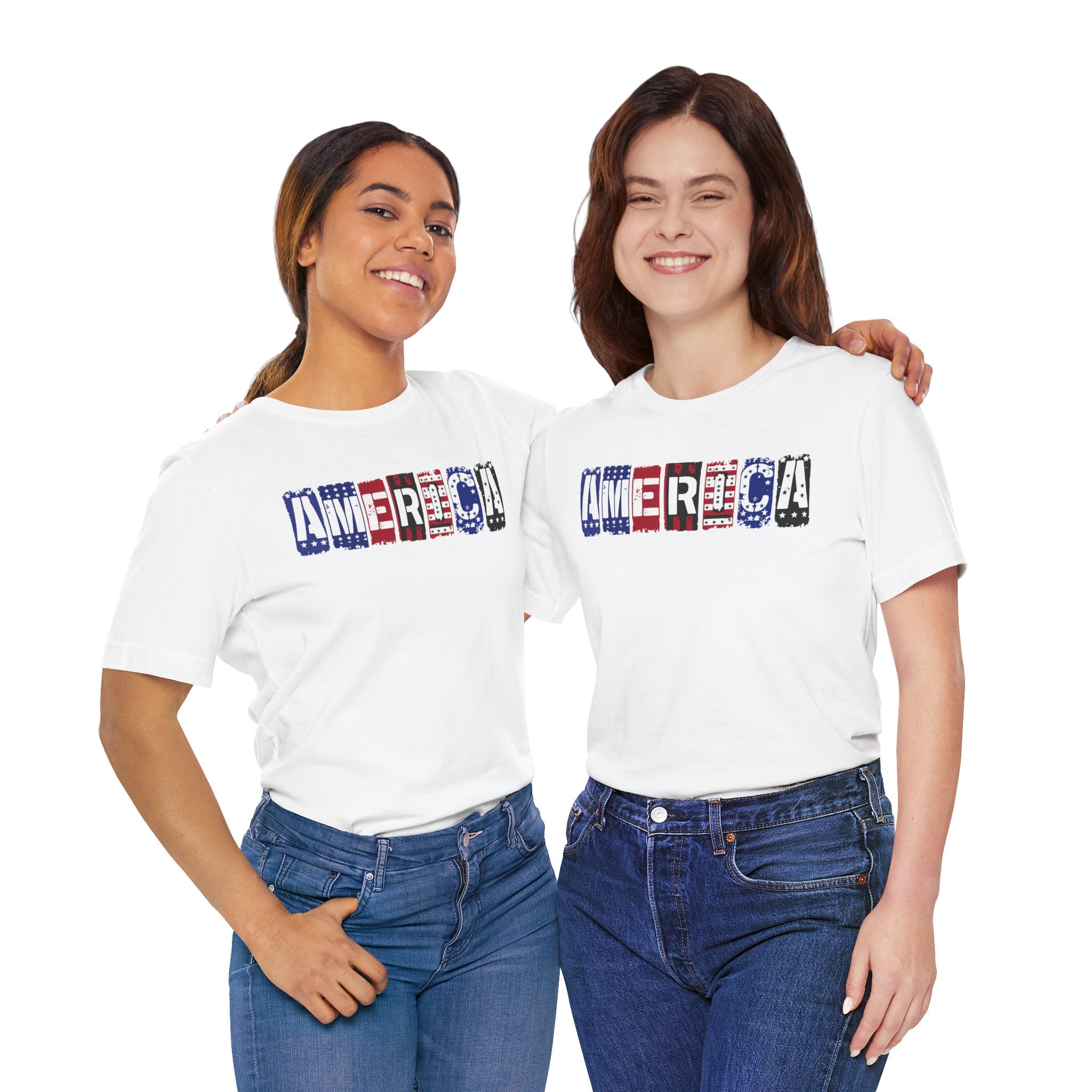 America Block Letter Tee – Patriotic USA Flag Graphic T-Shirt