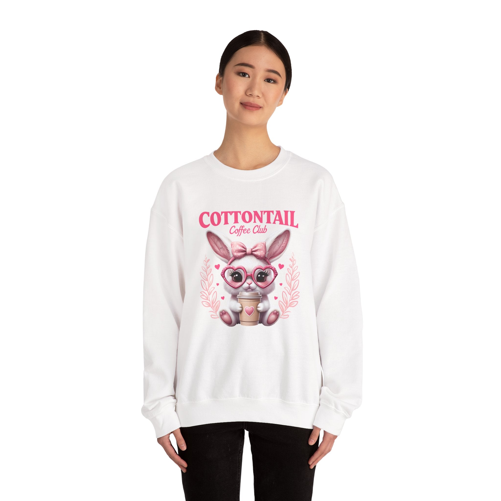 Cottontail Coffee Club Sweatshirt — Cute Bunny with Coffee Graphic