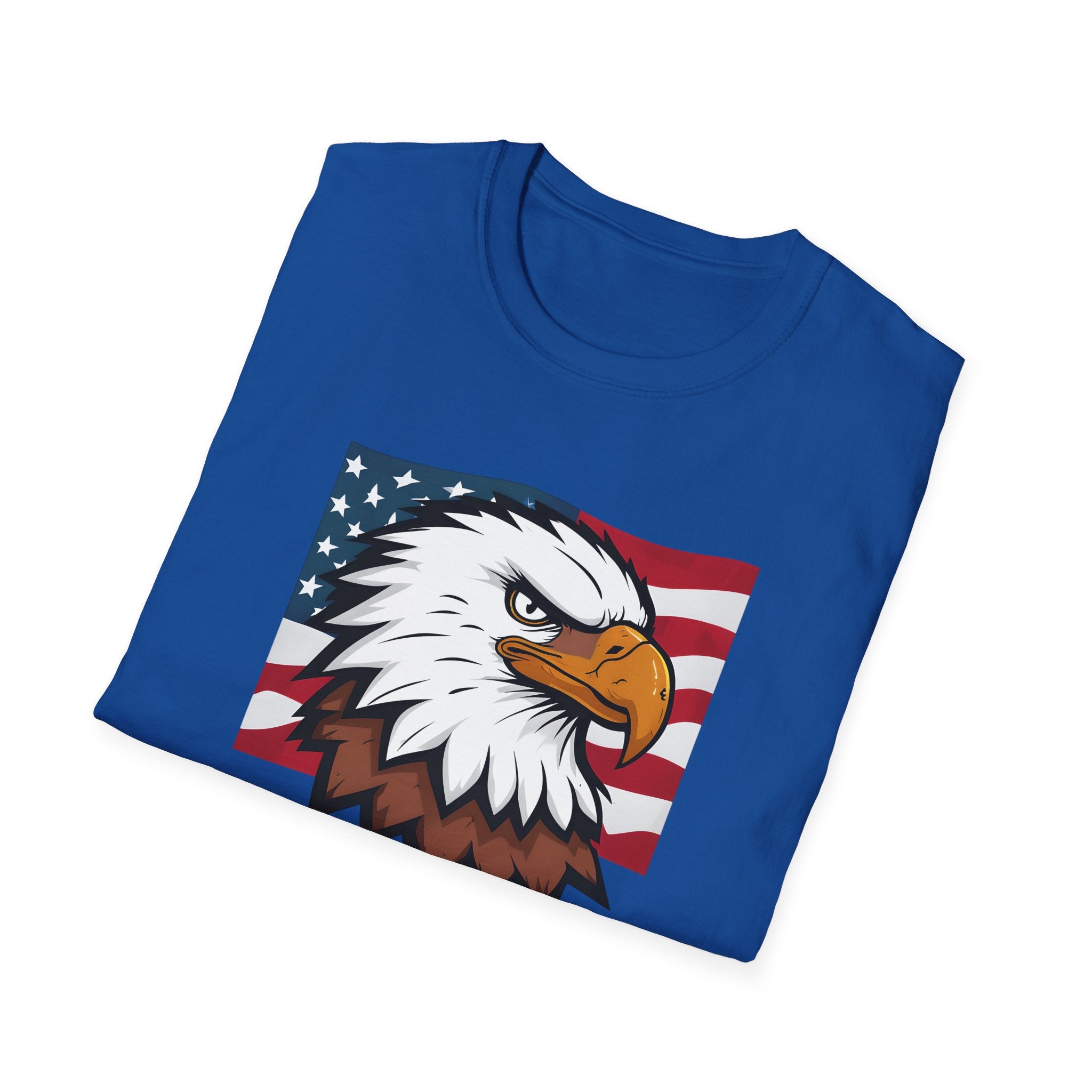 Patriotic Eagle Graphic T-Shirt, Unisex Softstyle Tee for Independence Day, Casual Wear, Gift for Veterans, American Pride Clothing