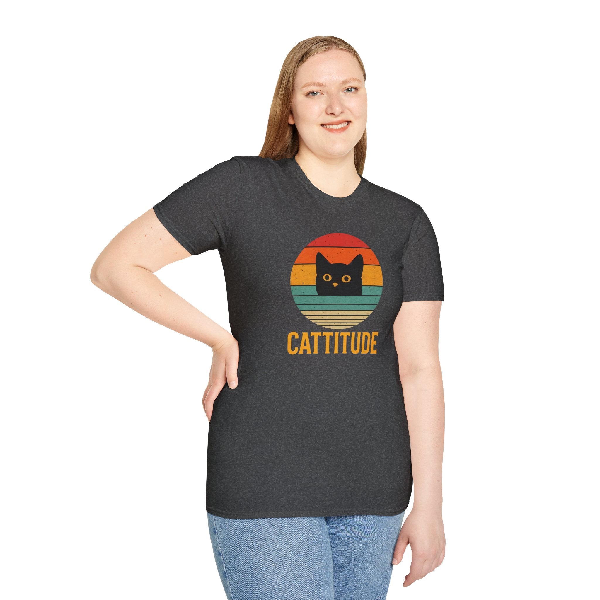 Cattitude Retro Cat T-Shirt, Funny Cat Lover Gift, Unisex Tee, Softstyle Shirt, Cute Pet Apparel, Cat-Themed Fashion