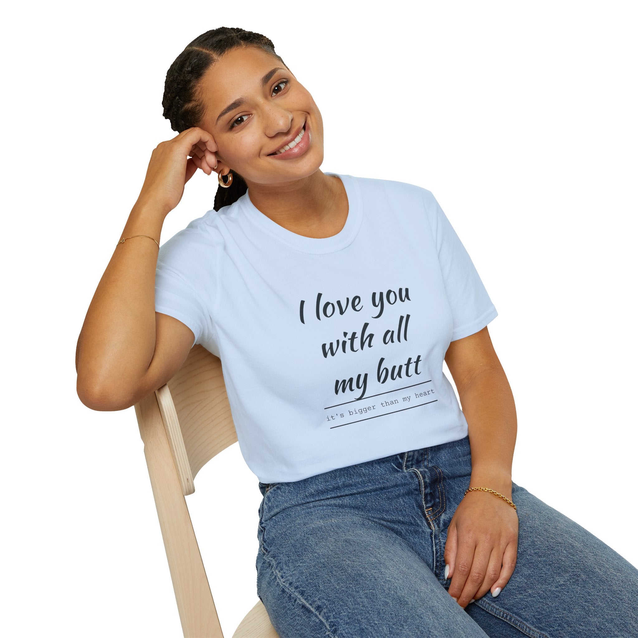 Love You with All My Butt Unisex T-Shirt, Funny Gift for Partner, Cute Couple Tee, Relationship Humor Shirt, Casual Wear