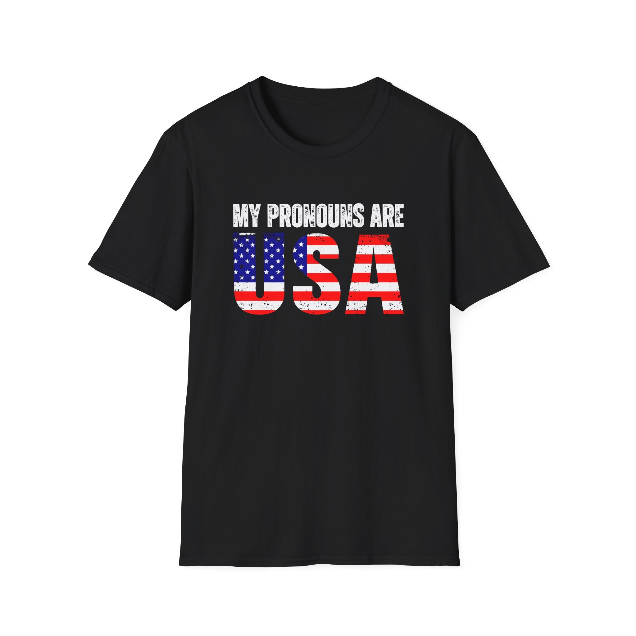 My Pronouns Are USA T-Shirt — Patriotic American Flag Graphic Tee for 4th of July & Political Events