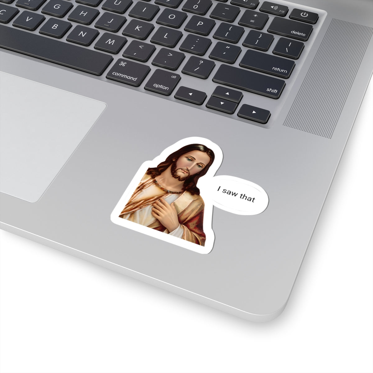 Religious Humor Kiss-Cut Stickers - "I Saw That" Jesus Design