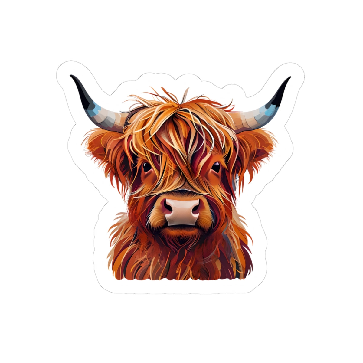 Highland Cow Kiss-Cut Stickers | Cute Animal Decor for Laptops & Water Bottles