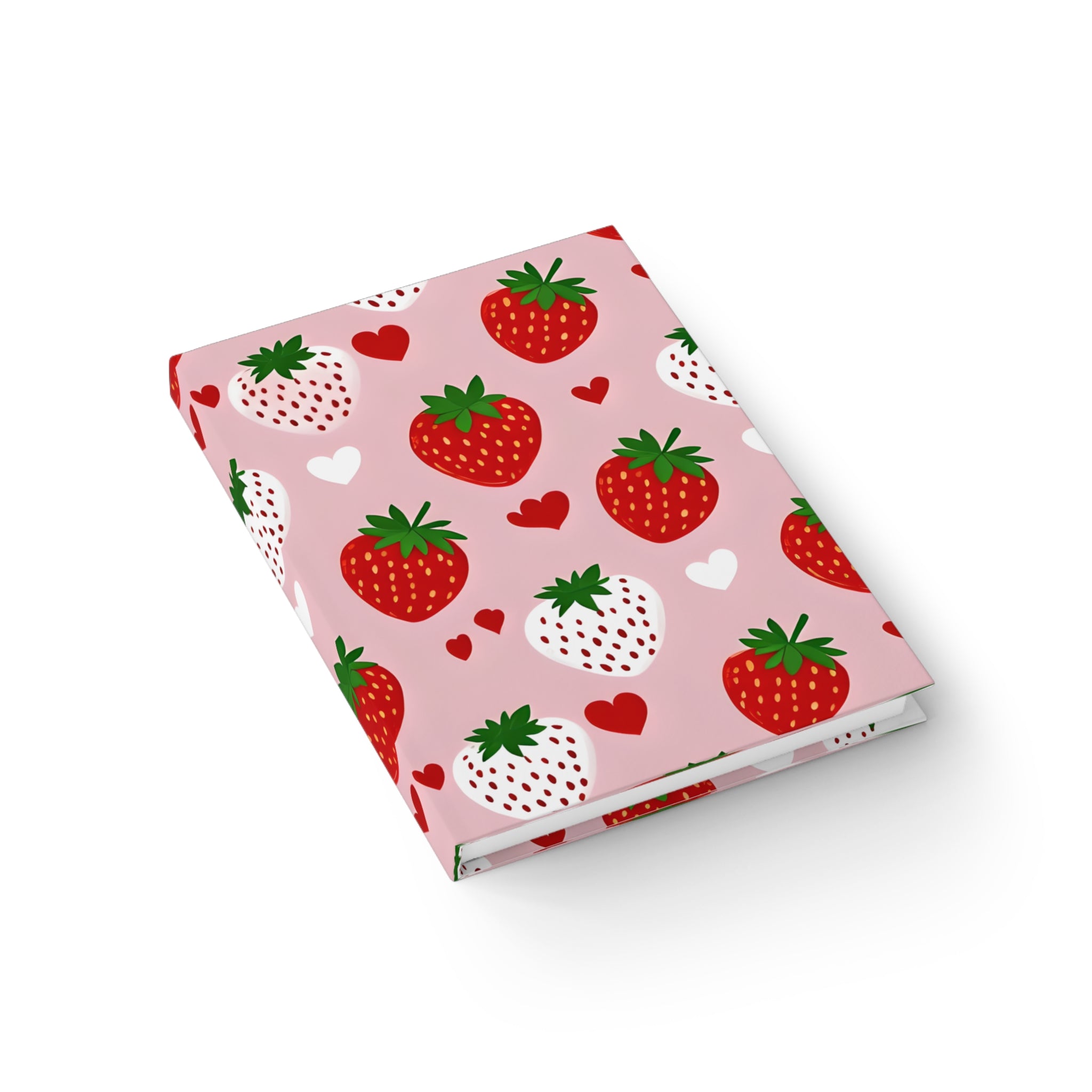 Cute Strawberry Journal with Hearts for Note-Taking, Diaries, Gifts, Journal Keepers, and Students