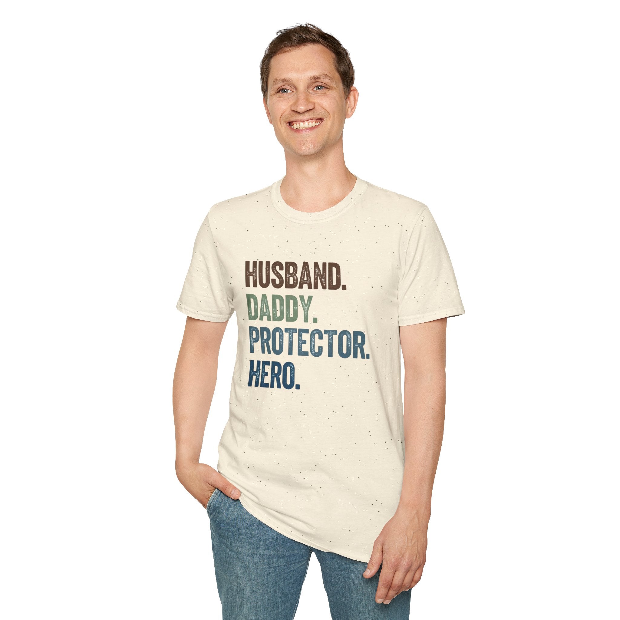 Hero Dads Unisex Softstyle T-Shirt | Perfect Gift for Fathers, Daddy T-Shirt, Husband Appreciation, Protector Tee, Family Hero Wear