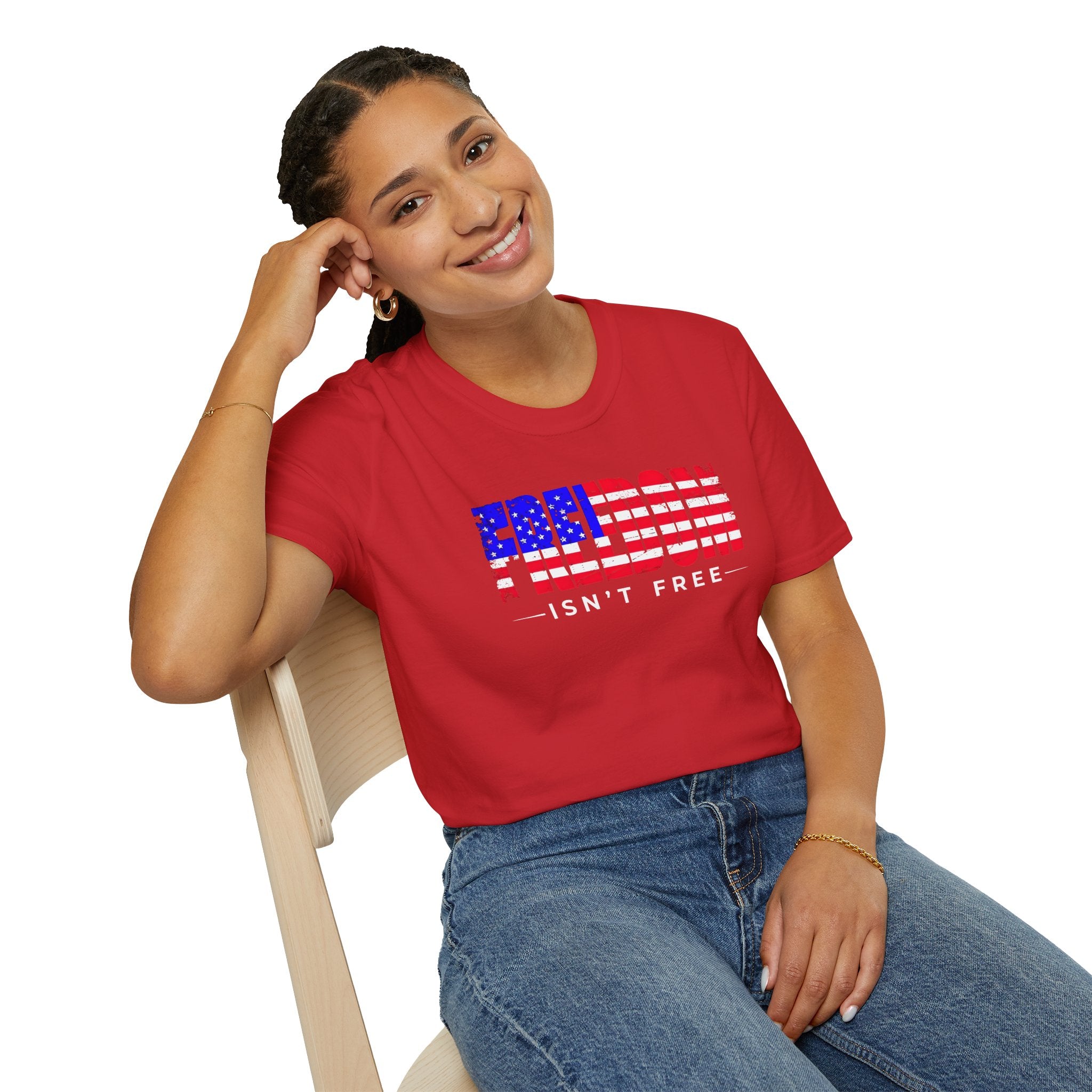 Patriotic Freedom T-Shirt - Unisex Softstyle Tee, Independence Day, Memorial Day, Veteran's Day, Everyday Wear, Gift Idea