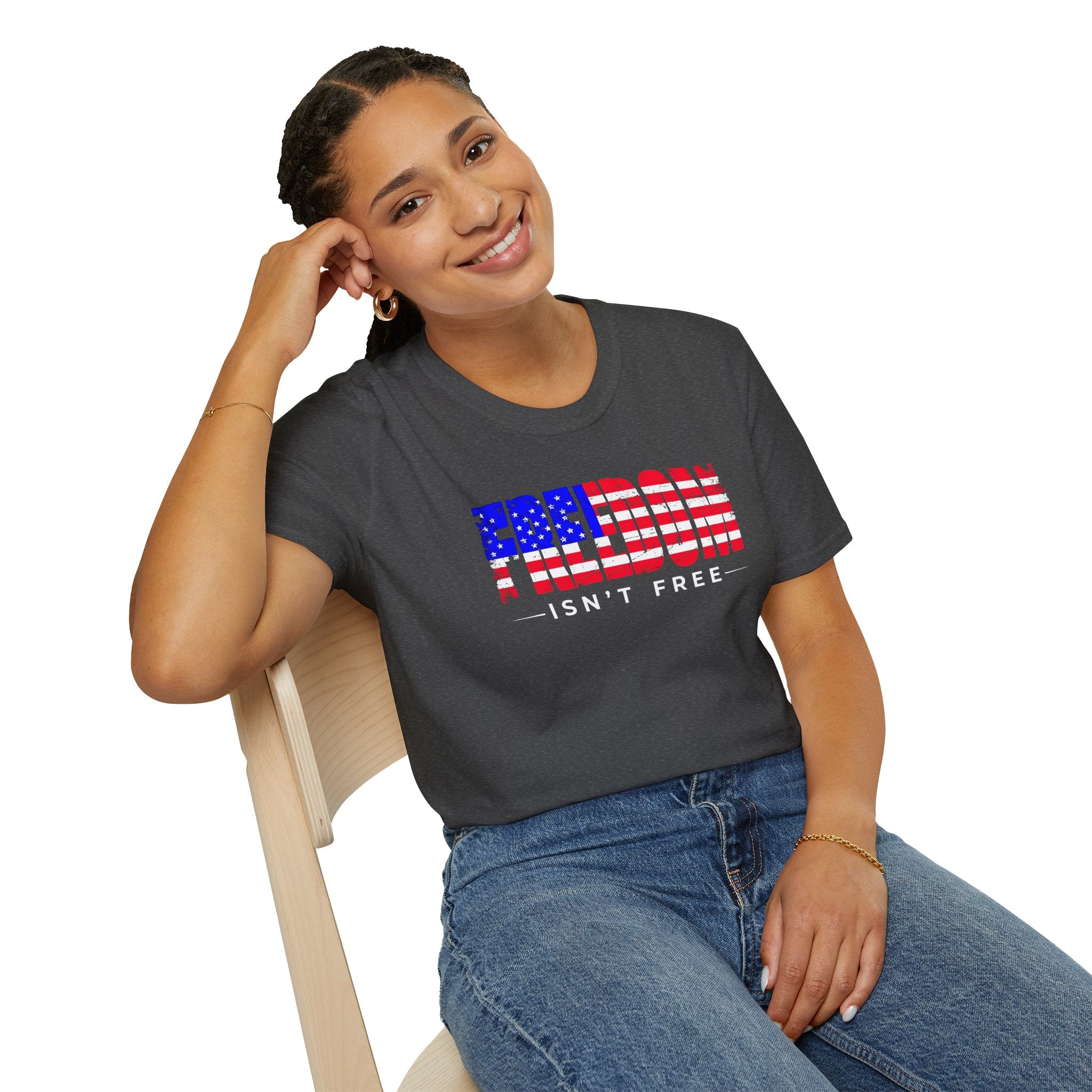 Patriotic Freedom T-Shirt - Unisex Softstyle Tee, Independence Day, Memorial Day, Veteran's Day, Everyday Wear, Gift Idea