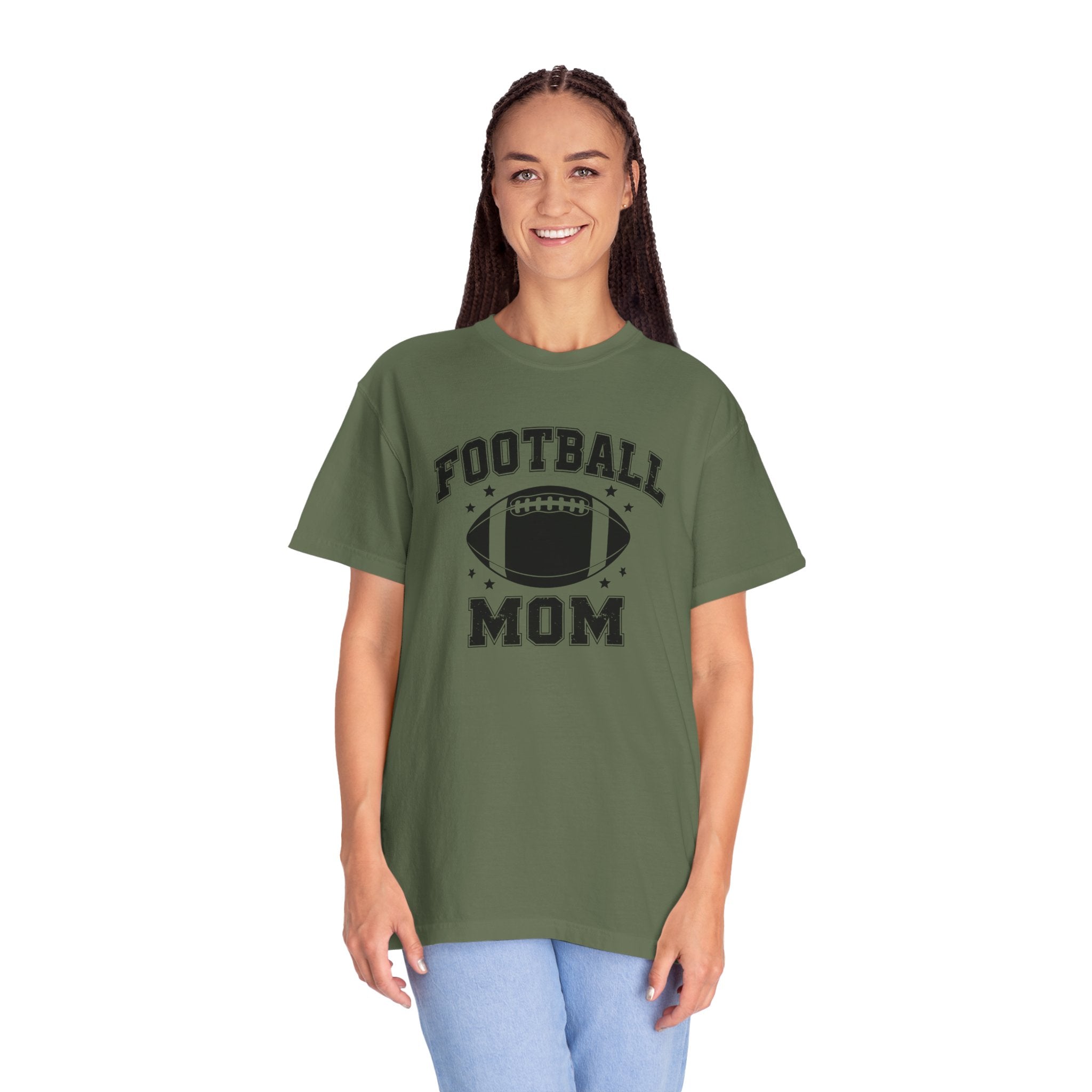 Football Mom T-Shirt, Unisex Garment-Dyed Tee for Game Day, Sports Mom Gift, Team Spirit Shirt, Casual Comfort Wear
