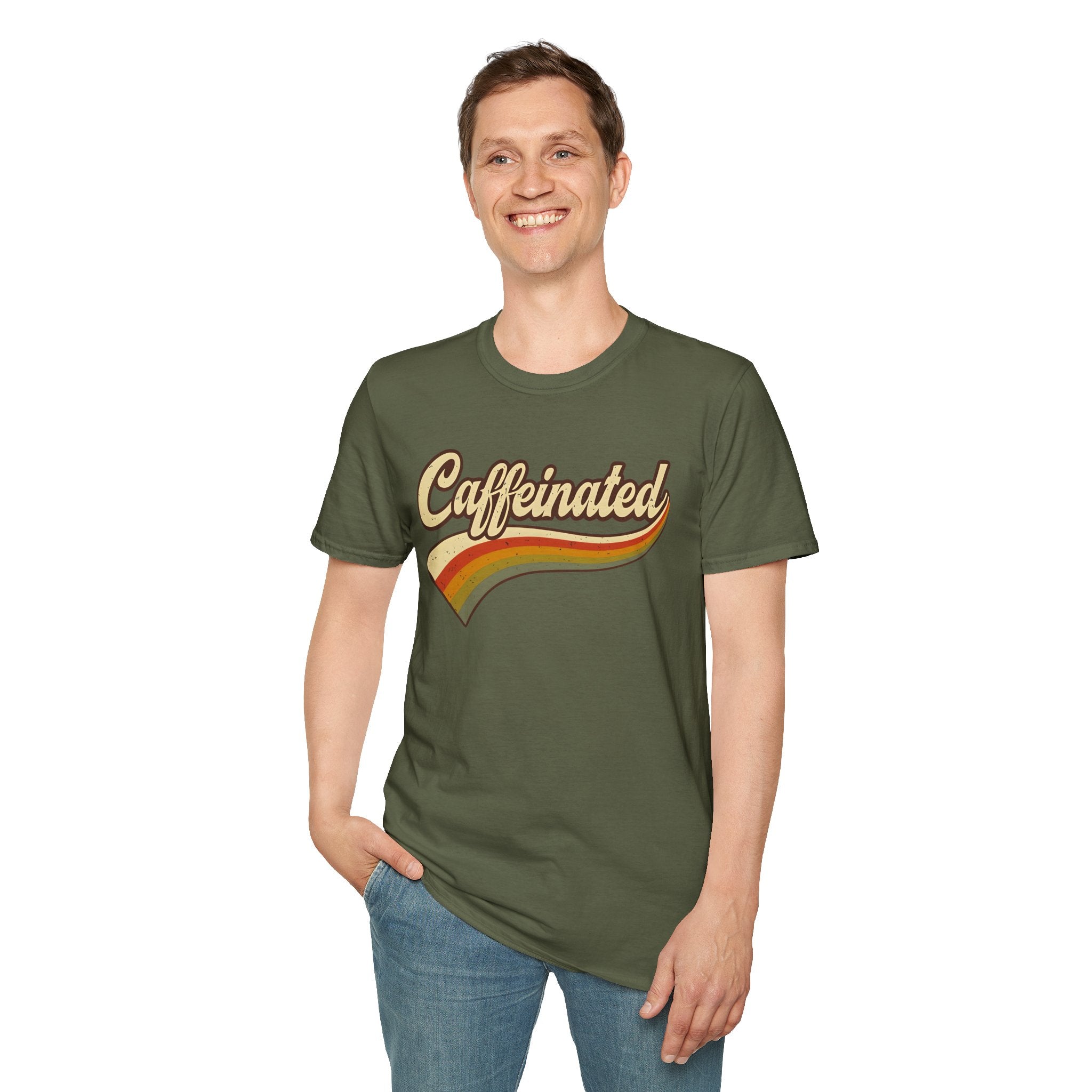 Caffeinated Retro Unisex Softstyle T-Shirt