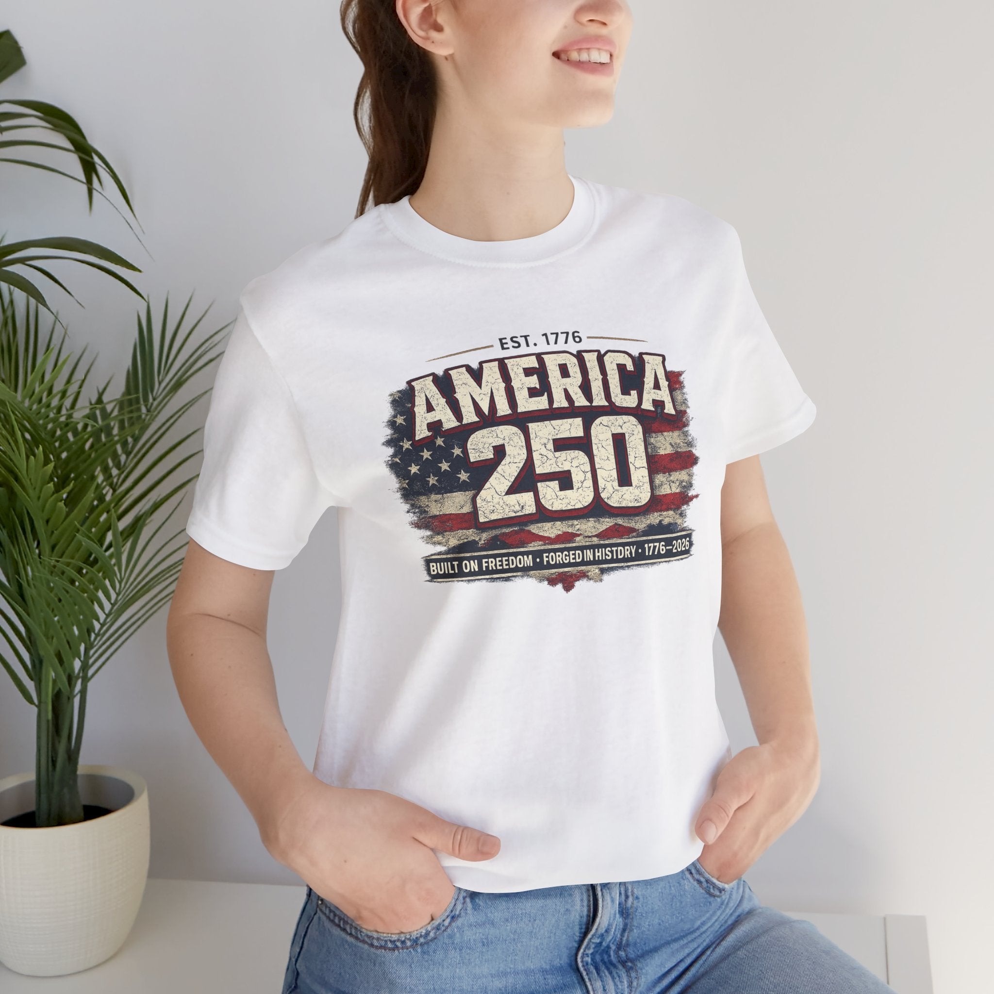 America 250 T-Shirt — Vintage Flag Patriotic 1776-2026 Anniversary Tee