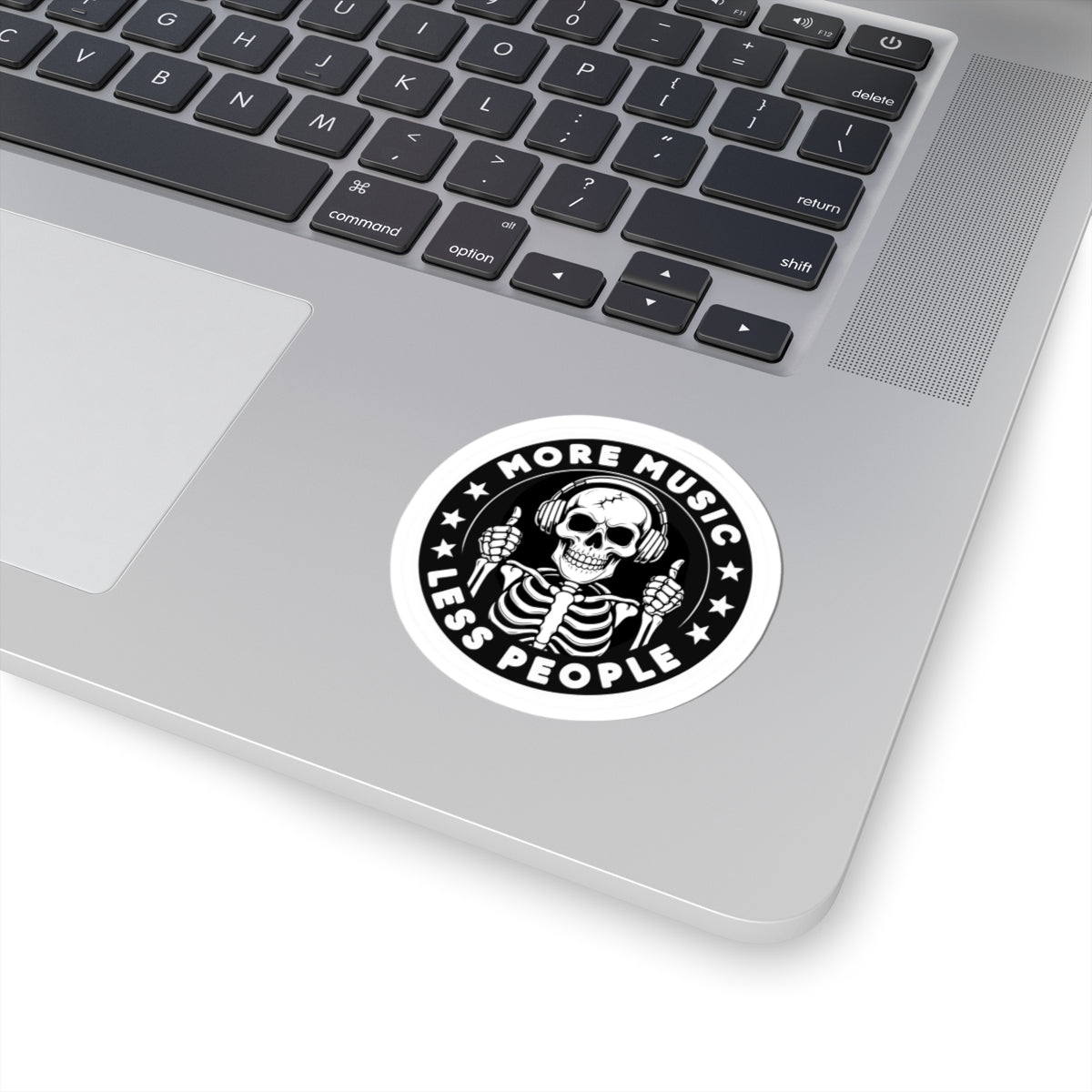 More Music, Less People Sticker | Fun Vinyl Decal for Music Lovers, Laptop, Water Bottle, Car