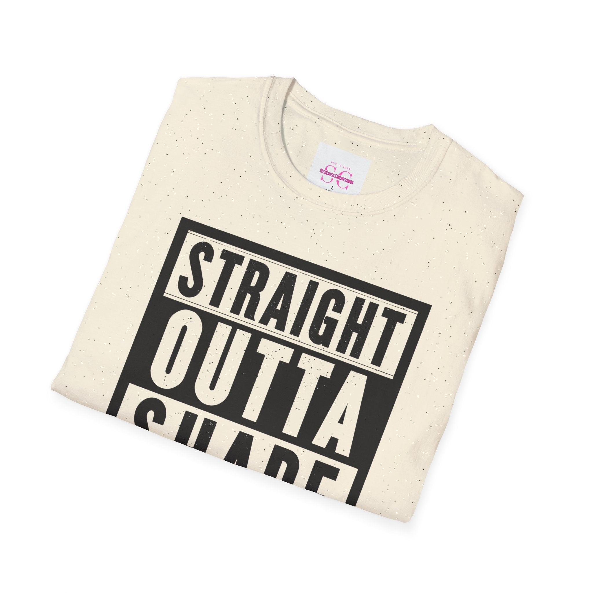 Straight Outta Shape Unisex Softstyle T-Shirt - Funny Workout Tee, Gift for Gym Lovers, Fitness Humor, Casual Wear, Everyday T-Shirt