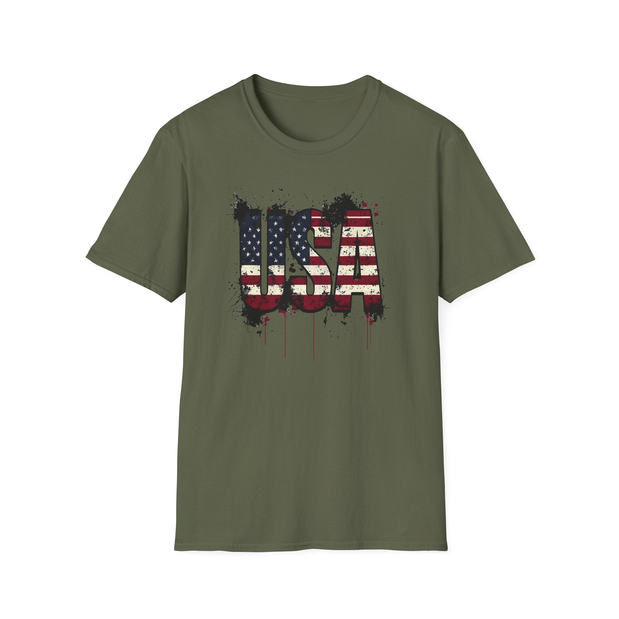 USA Flag Grunge T-Shirt — Distressed American Flag Graphic Tee for 4th of July