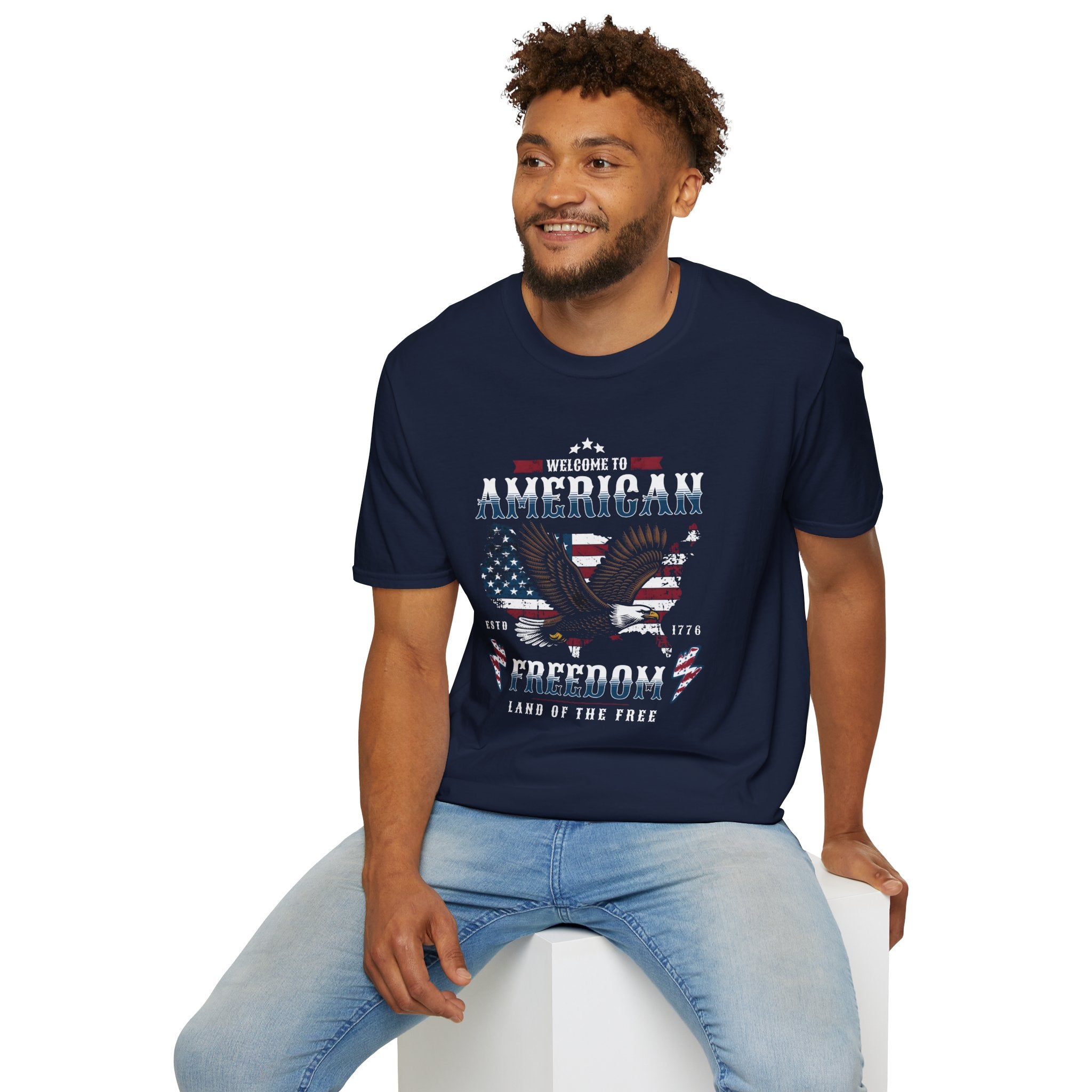 American Freedom Eagle T-Shirt — Distressed Flag Patriotic Tee for 4th of July