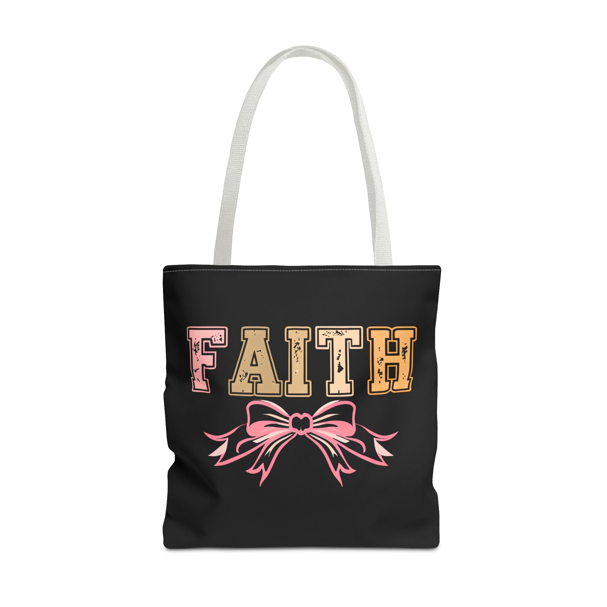 Faith Tote Bag with Bow Design, Inspirational Gift for Her, Everyday Shopping Bag, Faith-Based Gift, Religious Tote, Faith Quote Bag