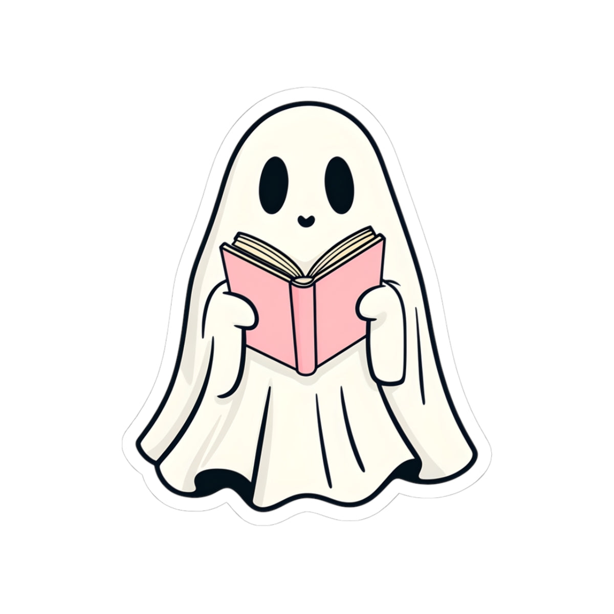 Cute Ghost Reading Kiss-Cut Stickers | Spooky Decor, Halloween Gifts, Planner Stickers, Cute Stationery, Book Lover Accessories