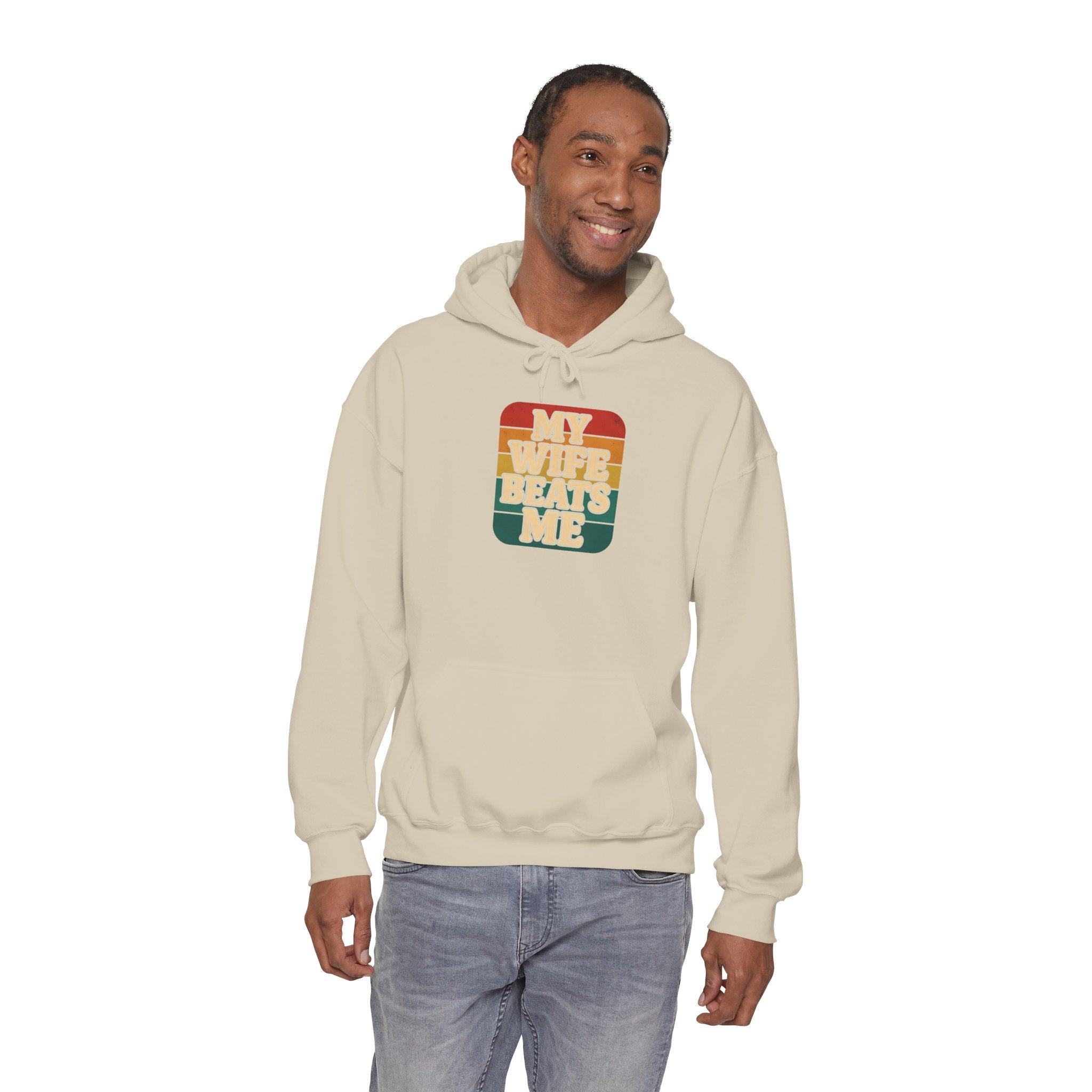 Retro Hoodie - 'My Wife Beats Me' Comfortable Sweatshirt
