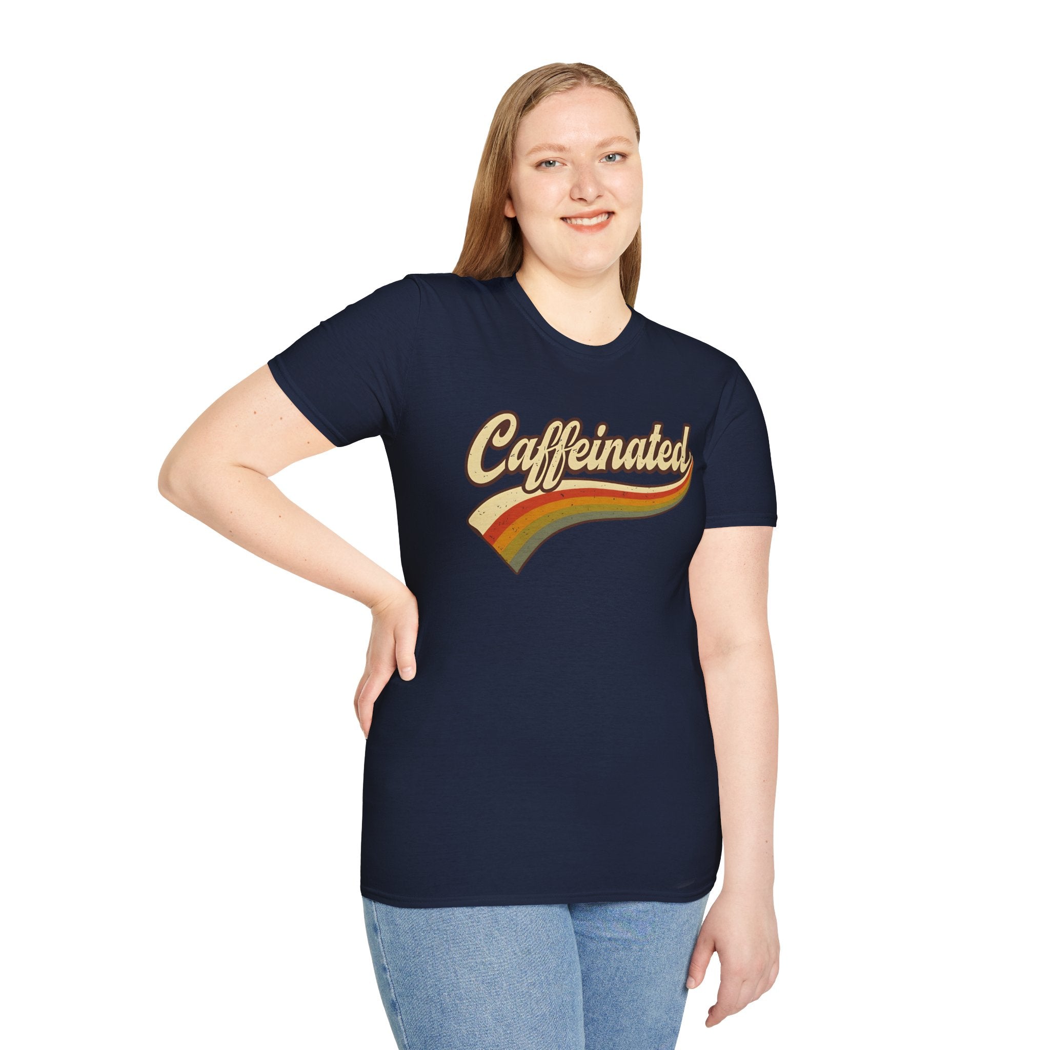 Caffeinated Retro Unisex Softstyle T-Shirt