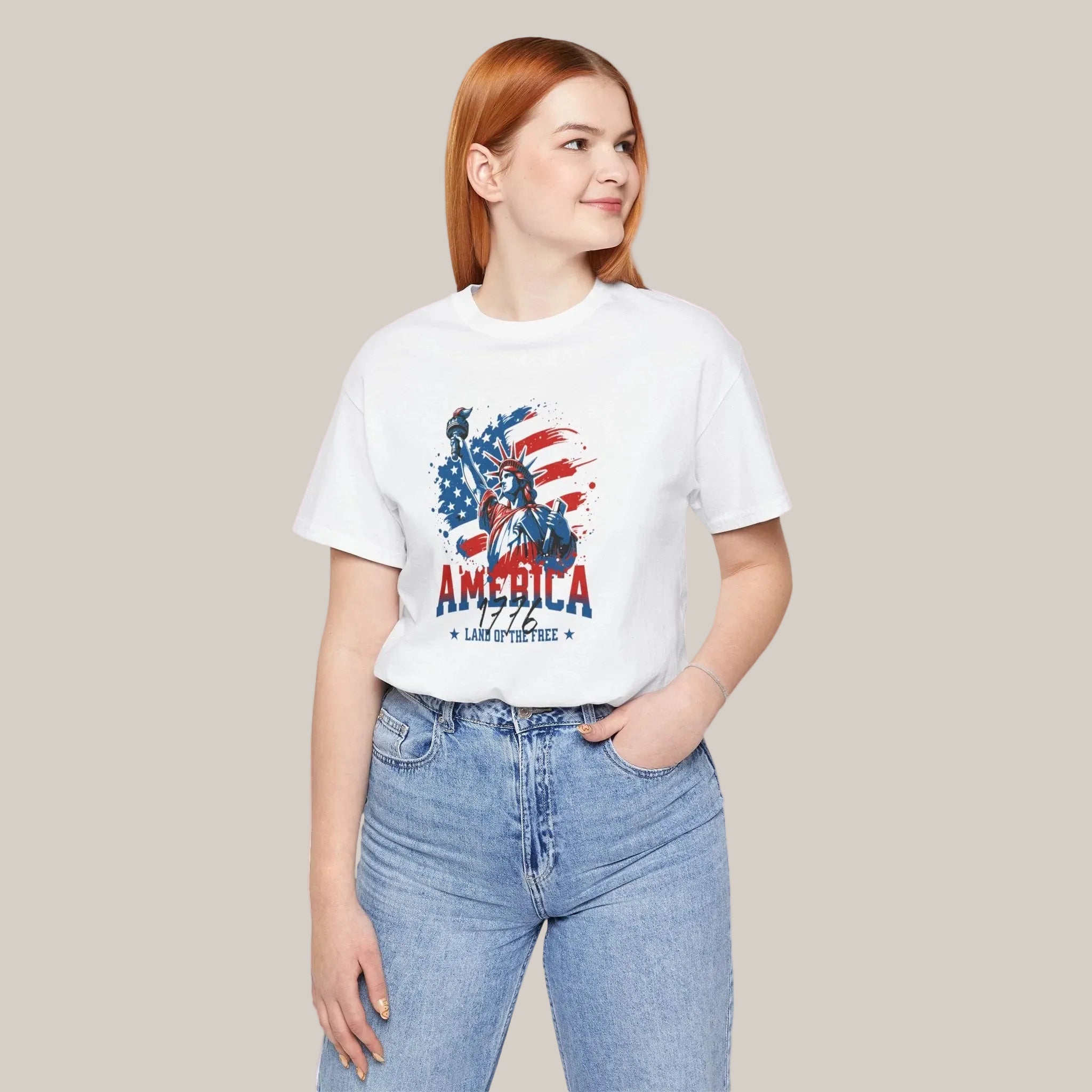 America 1776 Statue of Liberty Graphic Tee - Land of the Free Patriotic T-Shirt