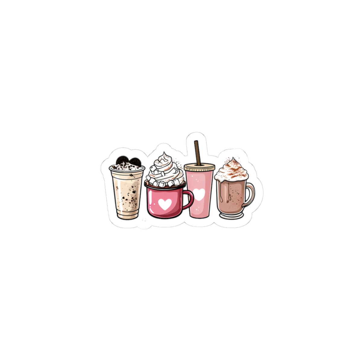 Coffee Lovers Kiss-Cut Stickers - Cute Drink Designs for Laptops & Journals
