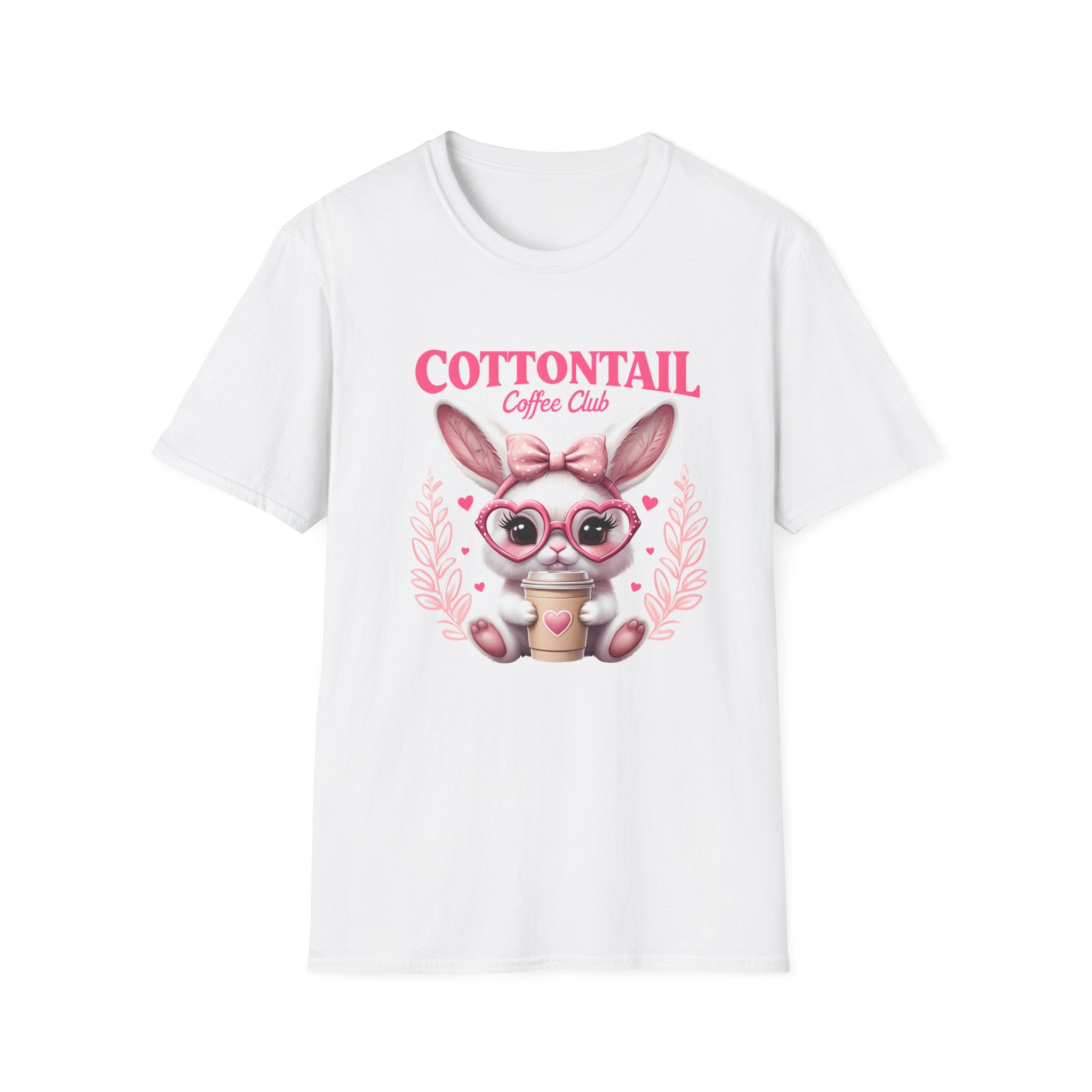 Cottontail Coffee Club Tee — Cute Bunny Holding Latte Graphic T-Shirt
