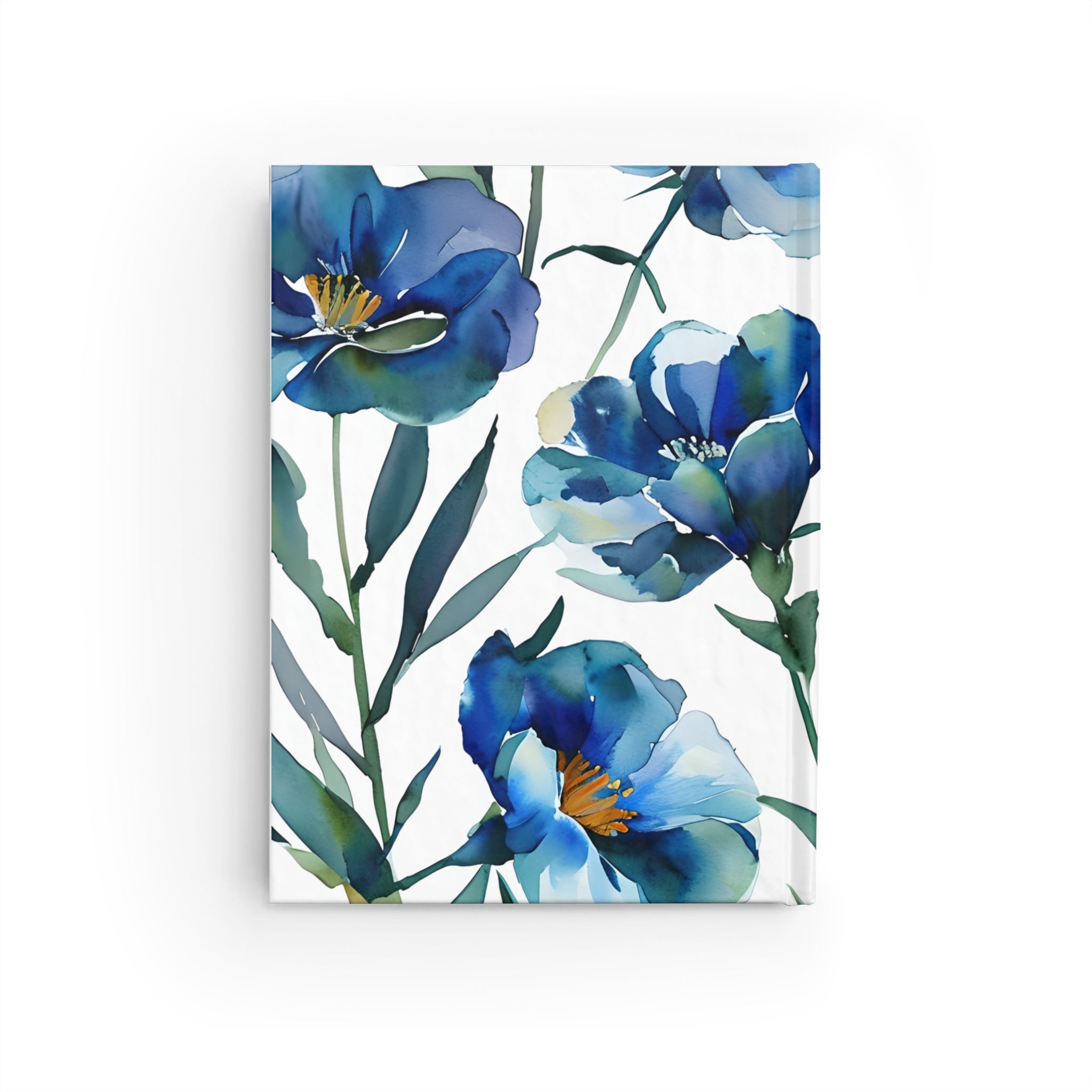 Floral Watercolor Journal, Motivational Notebook, Gift for Writers, Daily Planner, Travel Diary, Blue Flower Journal
