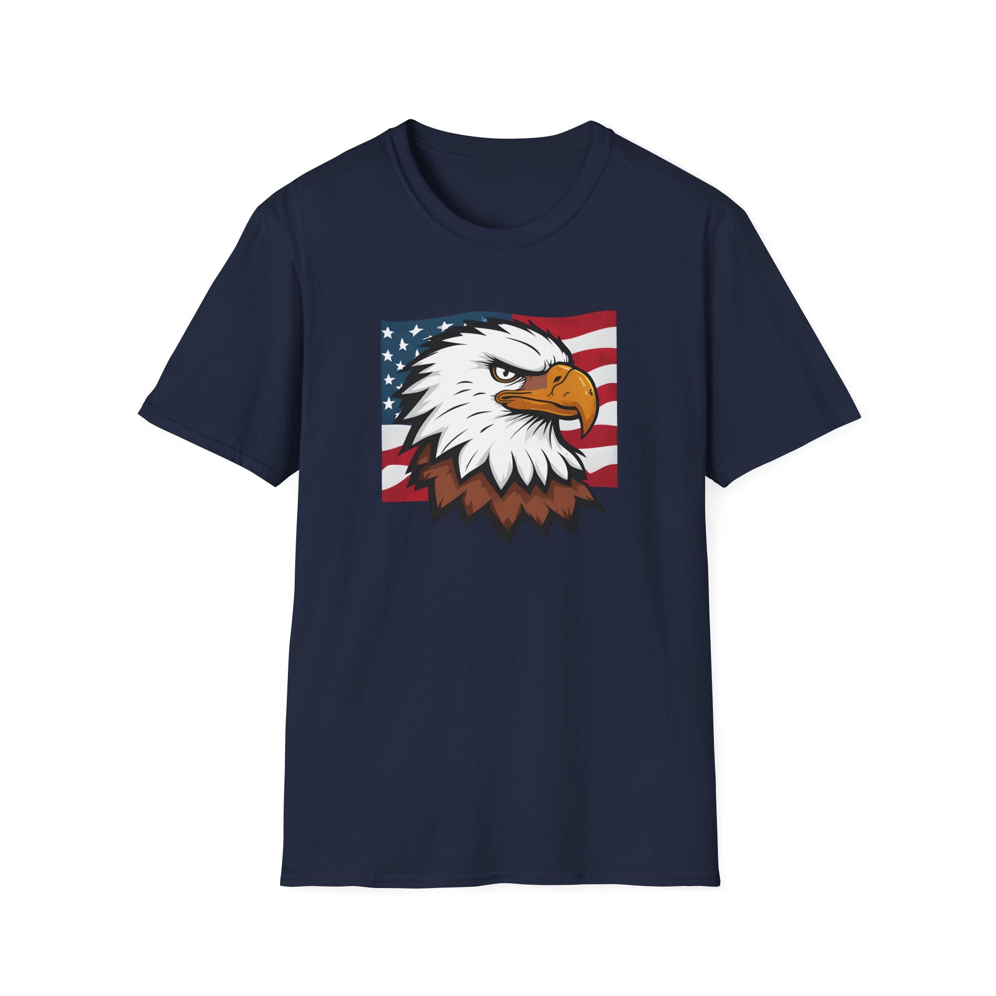 Patriotic Eagle Graphic T-Shirt, Unisex Softstyle Tee for Independence Day, Casual Wear, Gift for Veterans, American Pride Clothing
