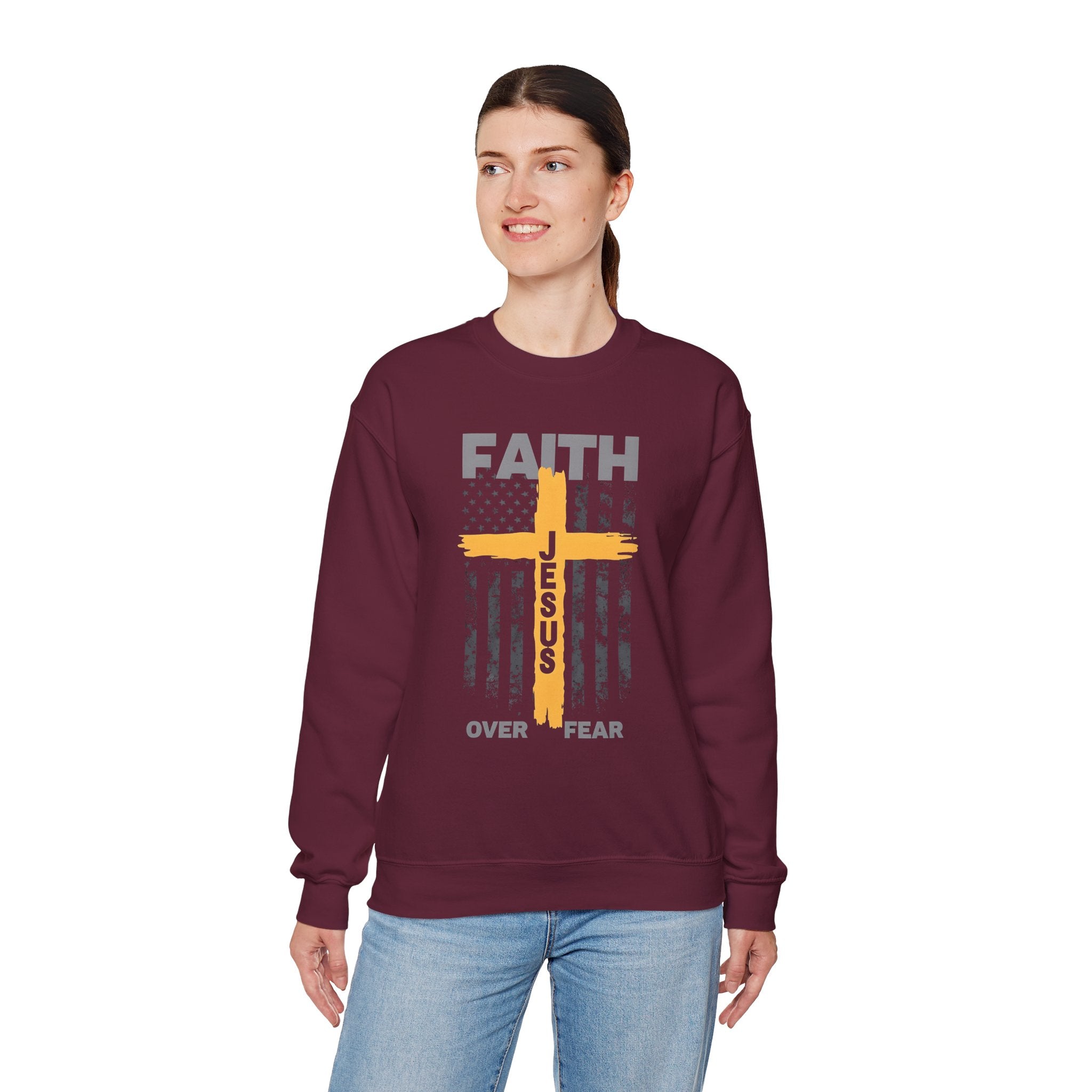 Faith Over Fear Crewneck Sweatshirt, Inspirational Christian Apparel, Unisex Sweatshirt, Religious Gift, Cozy Faith-Based Clothing