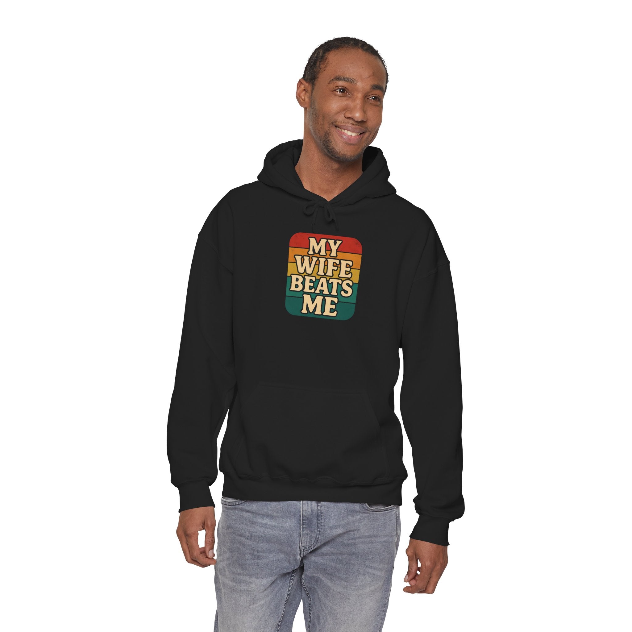 Retro Hoodie - 'My Wife Beats Me' Comfortable Sweatshirt
