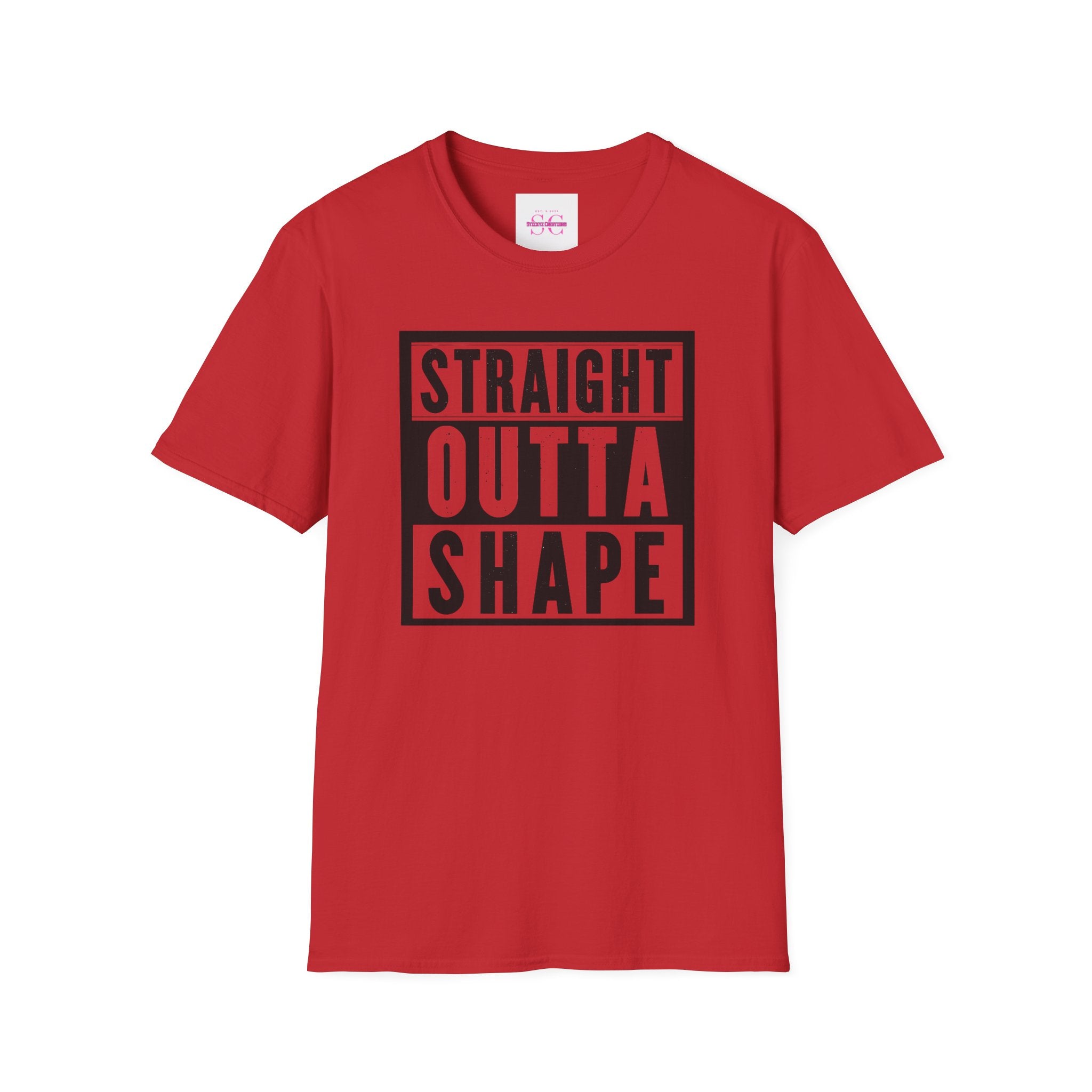 Straight Outta Shape Unisex Softstyle T-Shirt - Funny Workout Tee, Gift for Gym Lovers, Fitness Humor, Casual Wear, Everyday T-Shirt