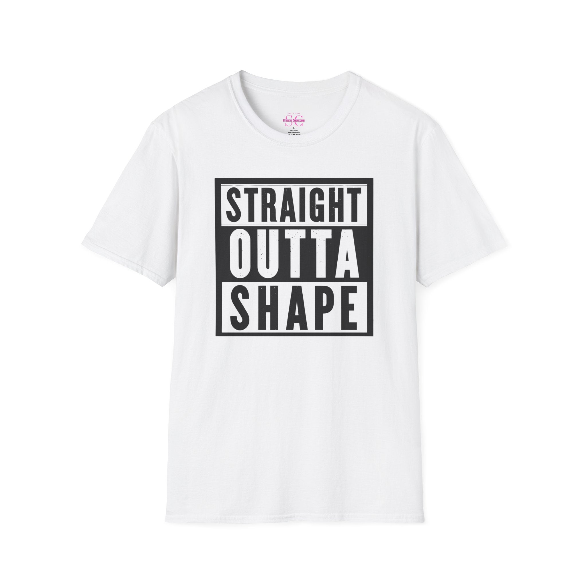 Straight Outta Shape Unisex Softstyle T-Shirt - Funny Workout Tee, Gift for Gym Lovers, Fitness Humor, Casual Wear, Everyday T-Shirt