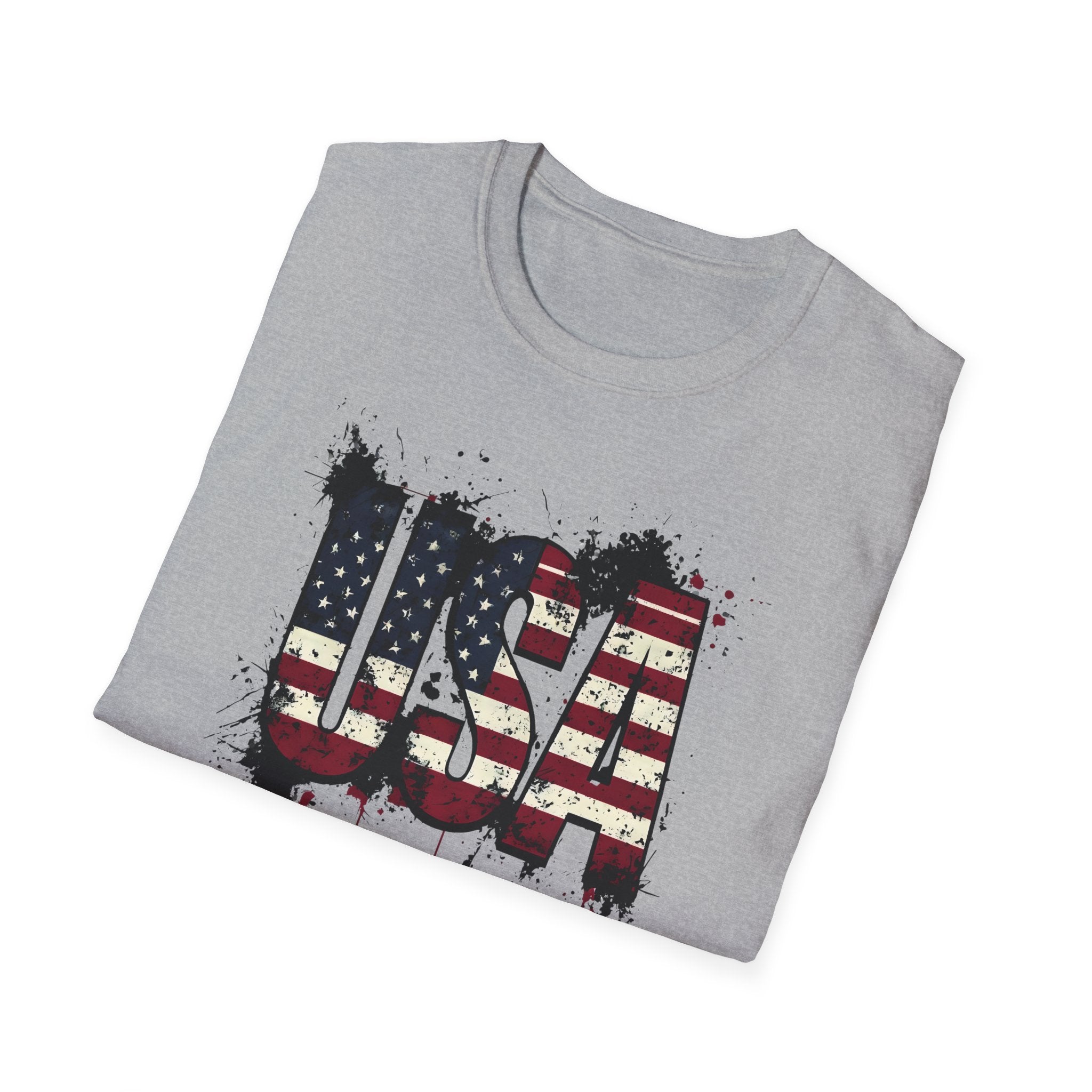 USA Flag Grunge T-Shirt — Distressed American Flag Graphic Tee for 4th of July