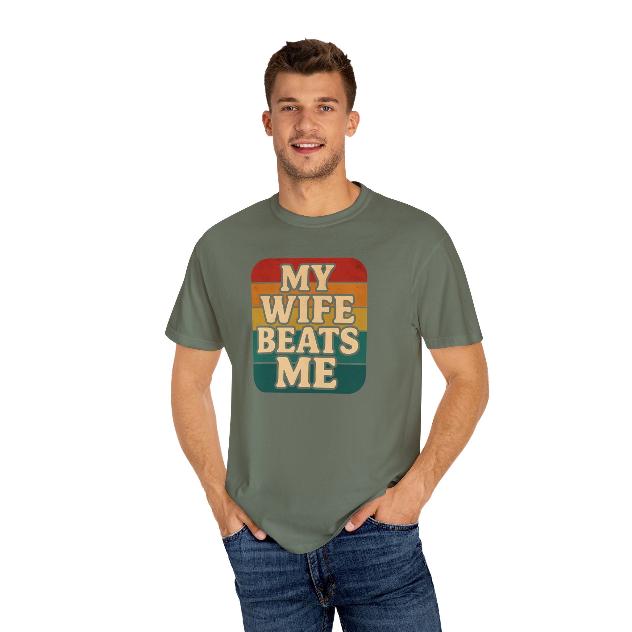 Humorous Unisex T-Shirt - 'My Wife Beats Me' Design