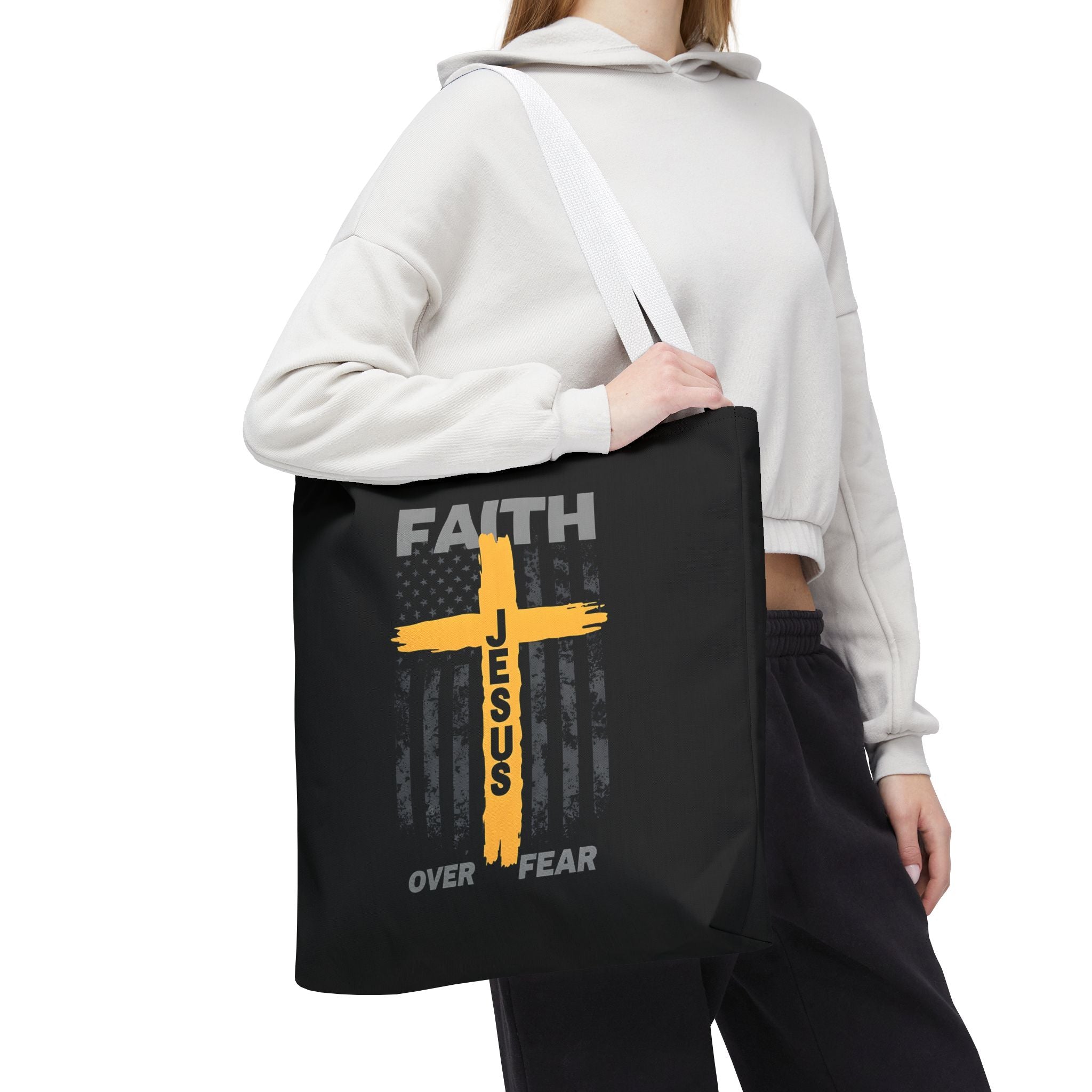 Faith Over Fear Tote Bag, Inspirational Bag, Bible Quote Tote, Christian Gift, Church Accessory, Motivational Bag