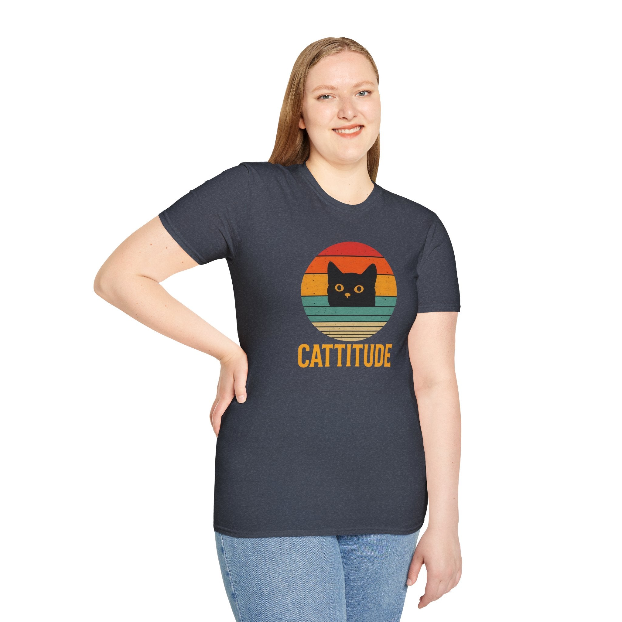Cattitude Retro Cat T-Shirt, Funny Cat Lover Gift, Unisex Tee, Softstyle Shirt, Cute Pet Apparel, Cat-Themed Fashion