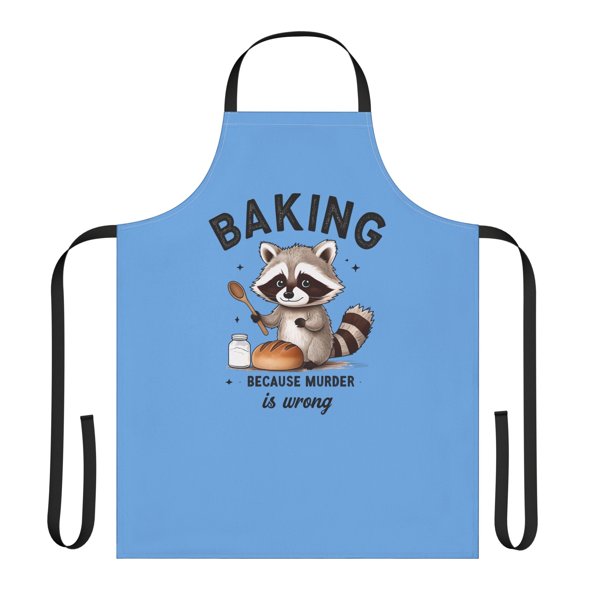 Apron — Cute Raccoon “Baking Because Murder Is Wrong” Funny Kitchen Apron