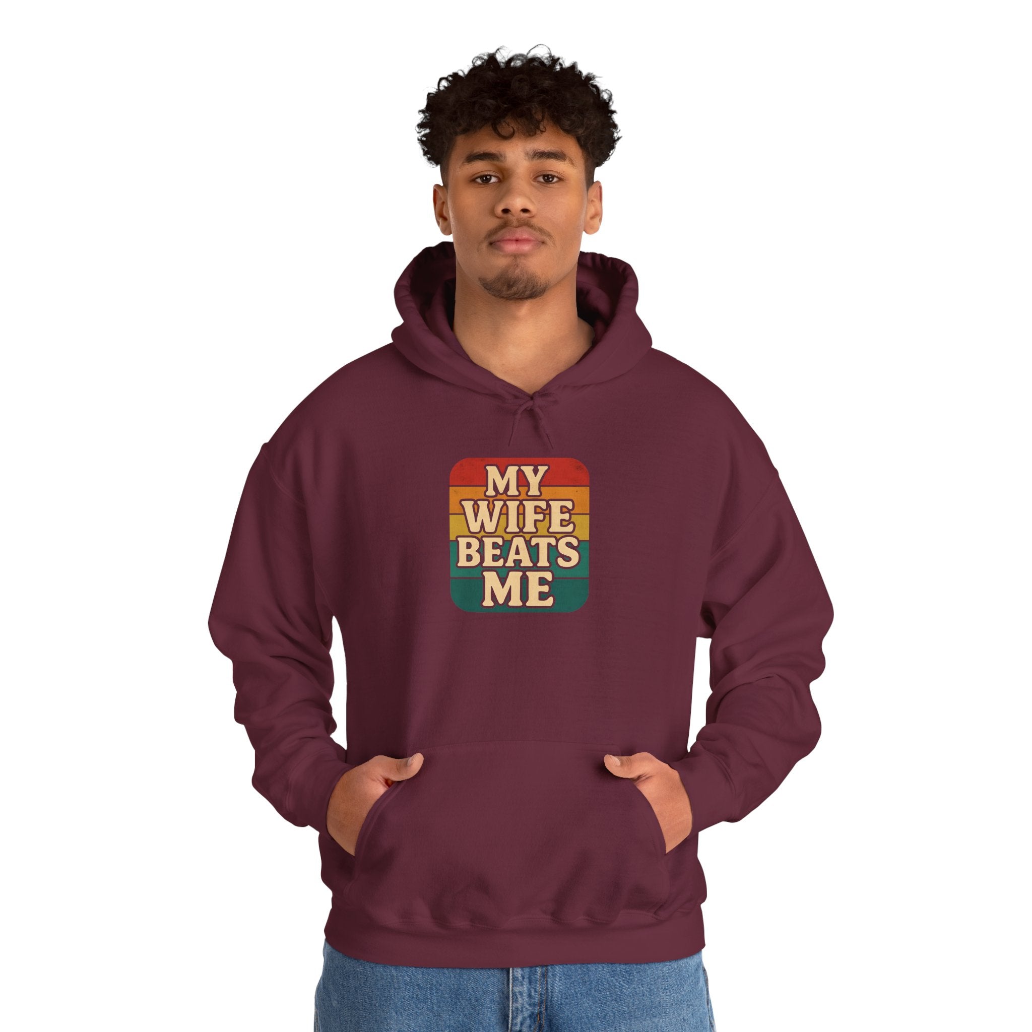 Retro Hoodie - 'My Wife Beats Me' Comfortable Sweatshirt